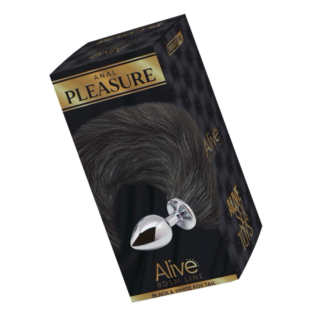 Alive Dop Anal Metalic cu Coadă Fox B/N M - 8 cm