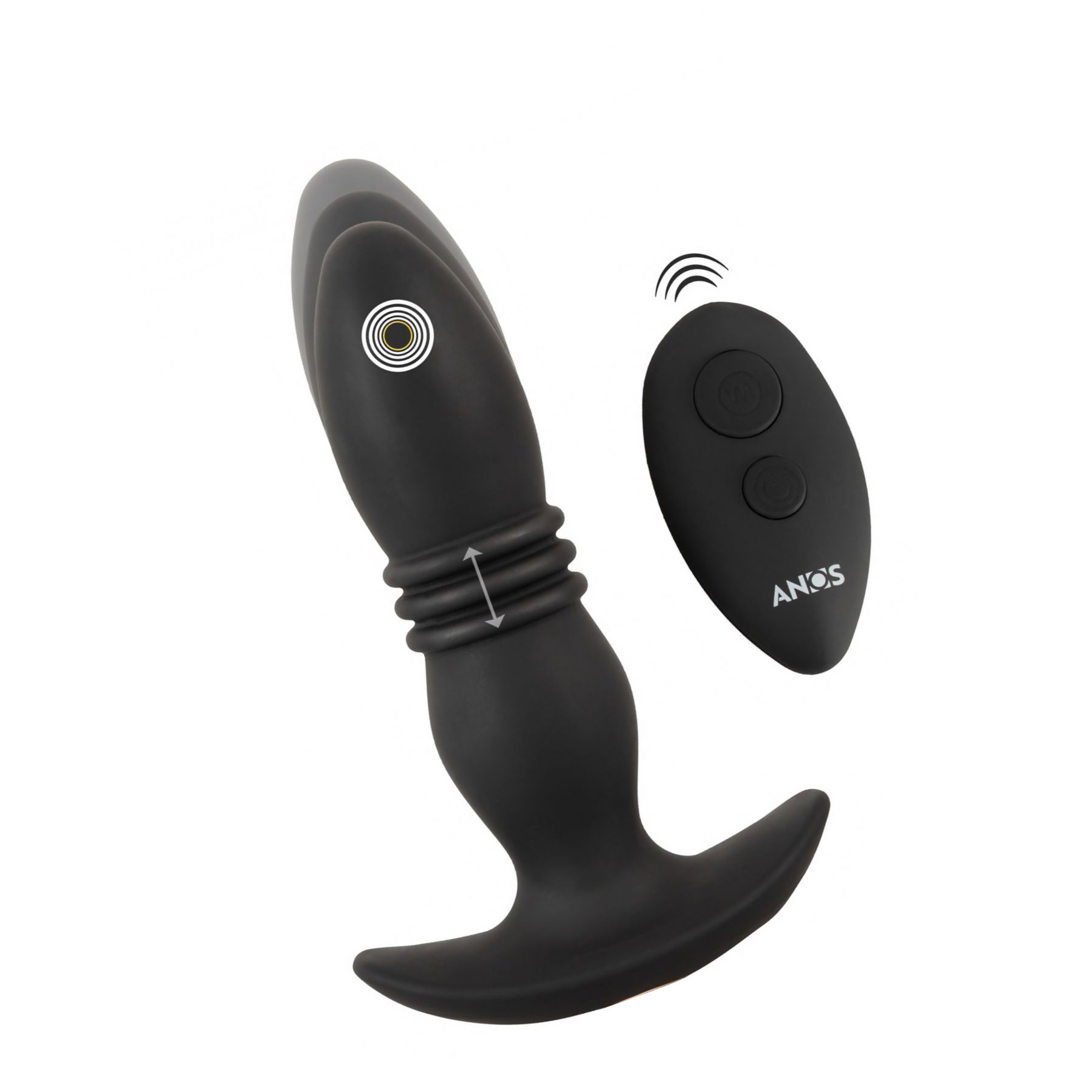 ANOS Plug Anal Vibrator Thrusting — 10 Vibraţii, 6 Împingeri Negru