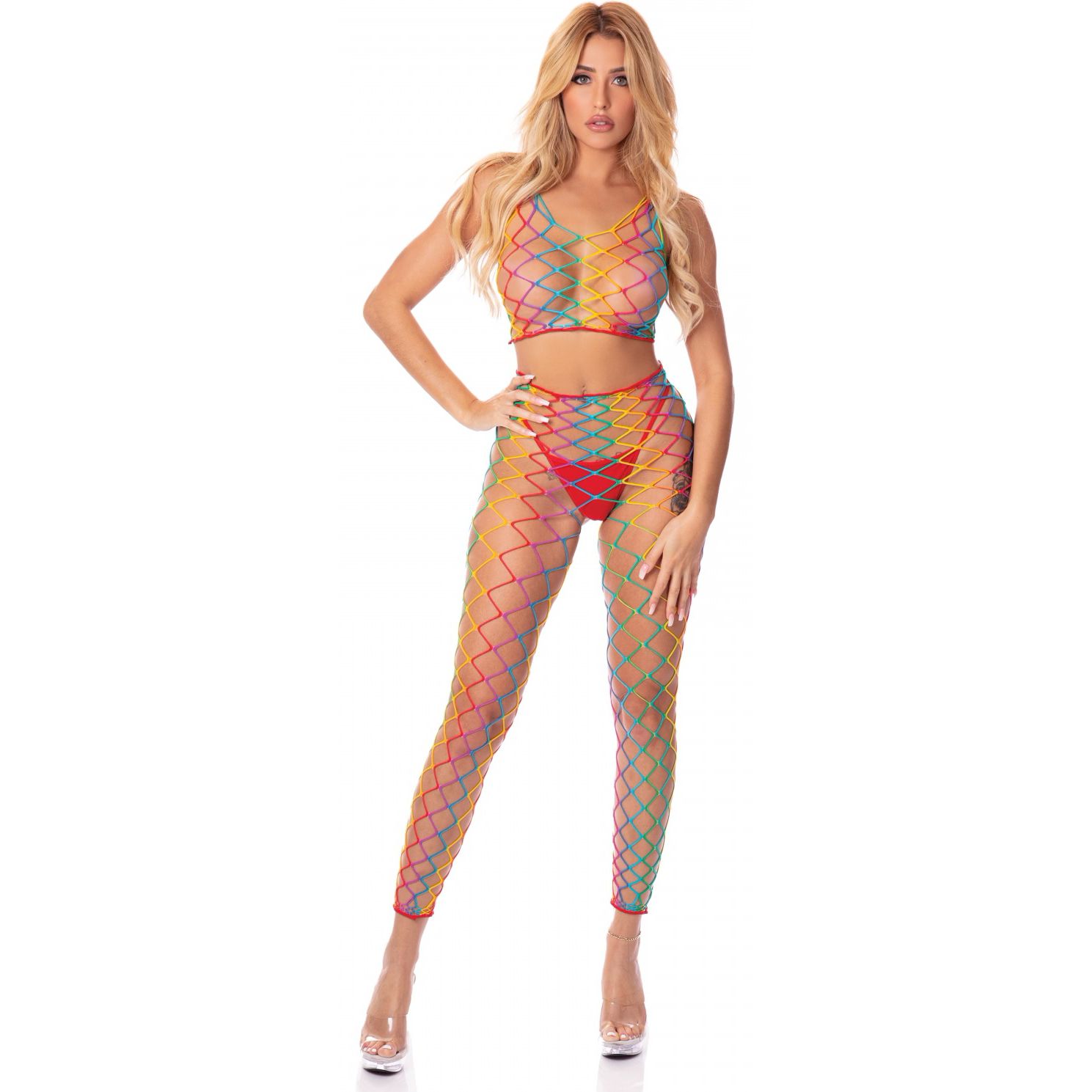 Catsuit Pink Lipstick Rainbow Multicolor