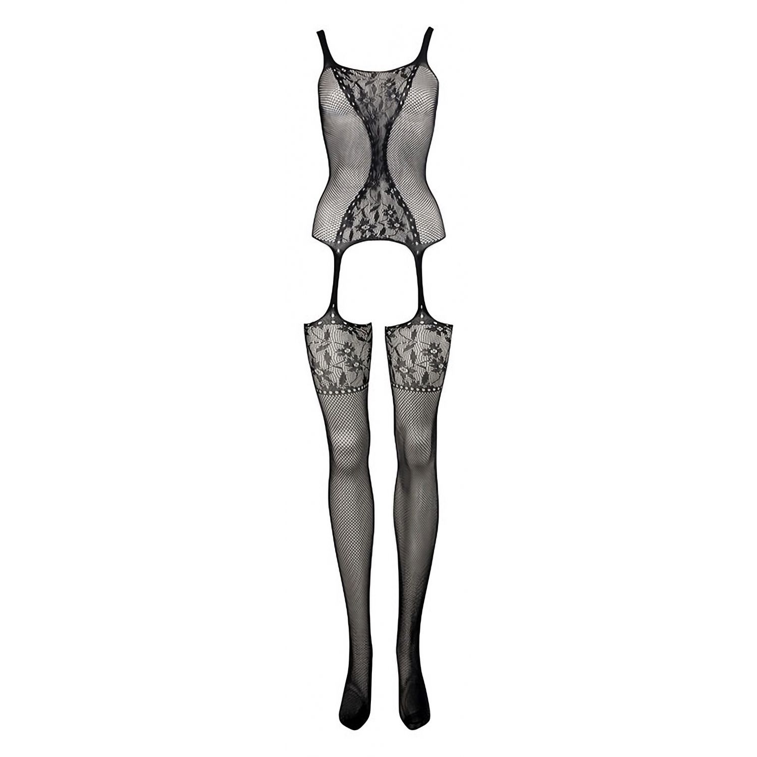 Catsuit Le Desir Fishnet and Lace Negru