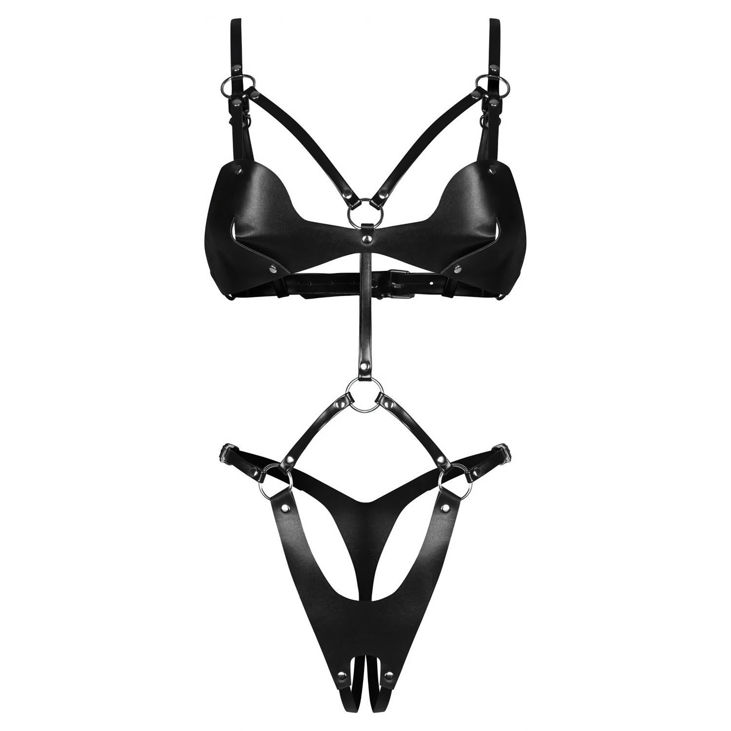 Crotchless Body Dame Controle Negru