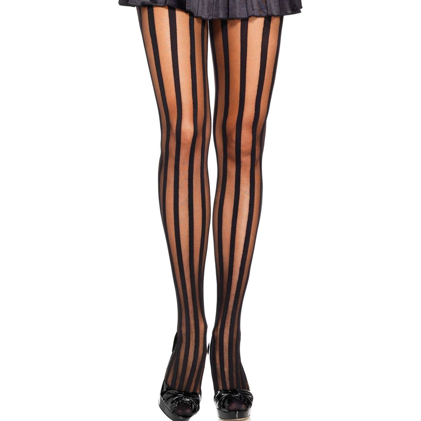 Dresuri Leg Avenue Vertical Stripe Pantyhose Negru