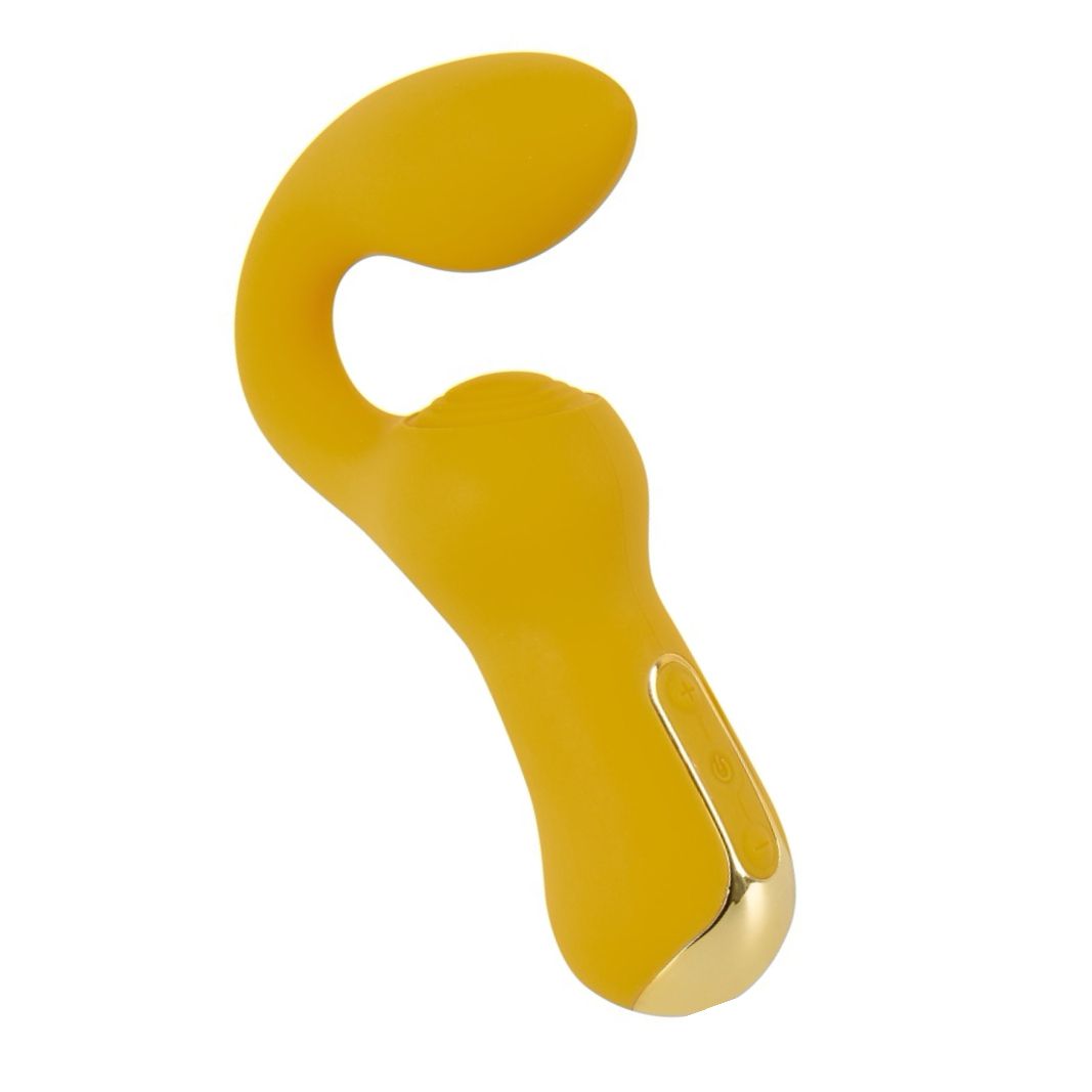 Dublu Vibrator curbat – 2 Motoare, 10 Moduri, Reîncărcabil Galben