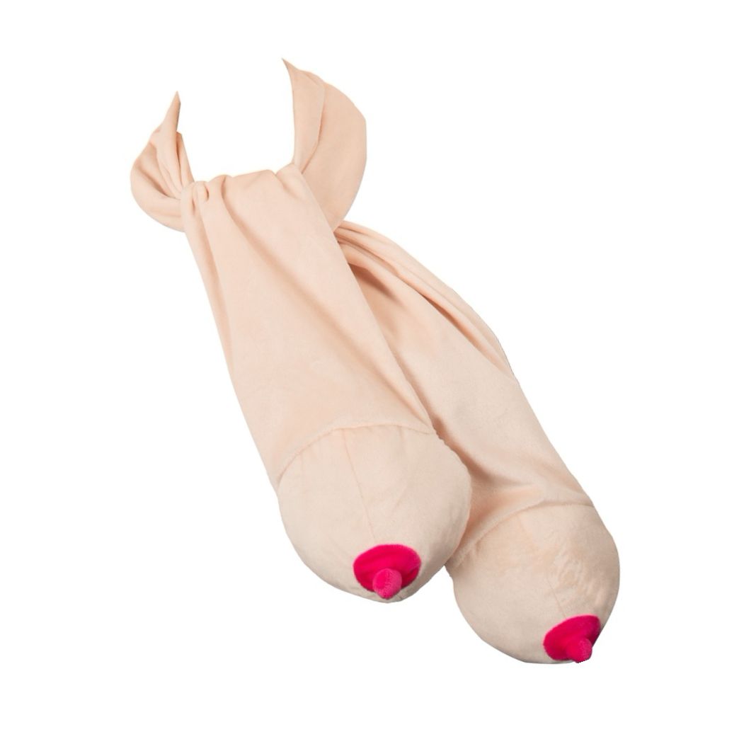 Eșarfă Haioasă cu Două Forme De Sân, Bej Pufos