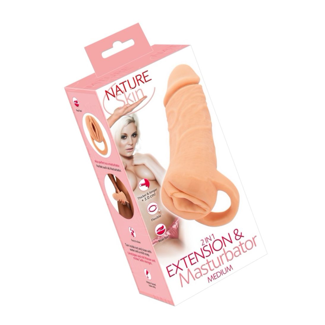 Extensie 2în1 Nature Skin MEDIUM +3 cm, TPE