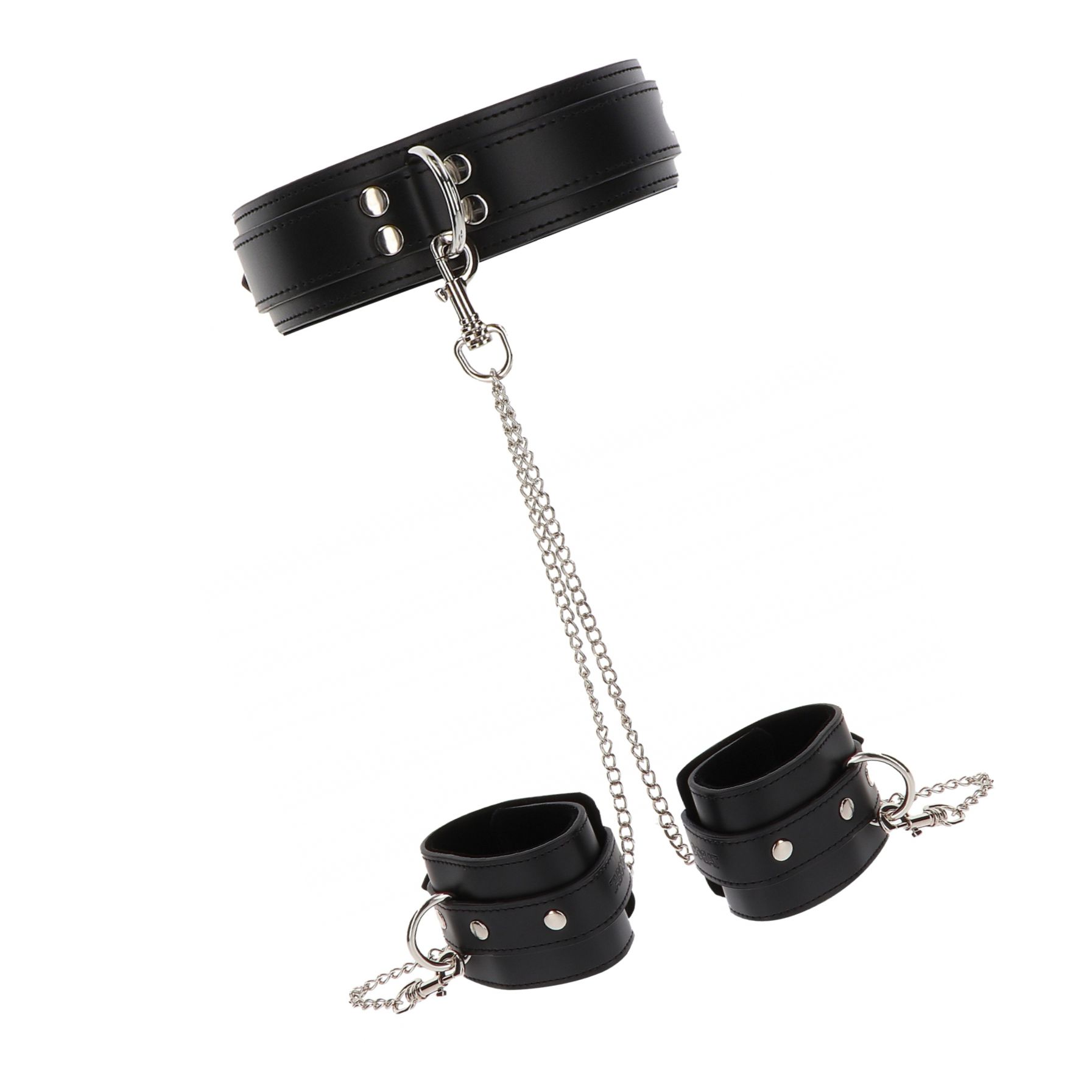 Heavy Collar and Wrist Cuffs Negru