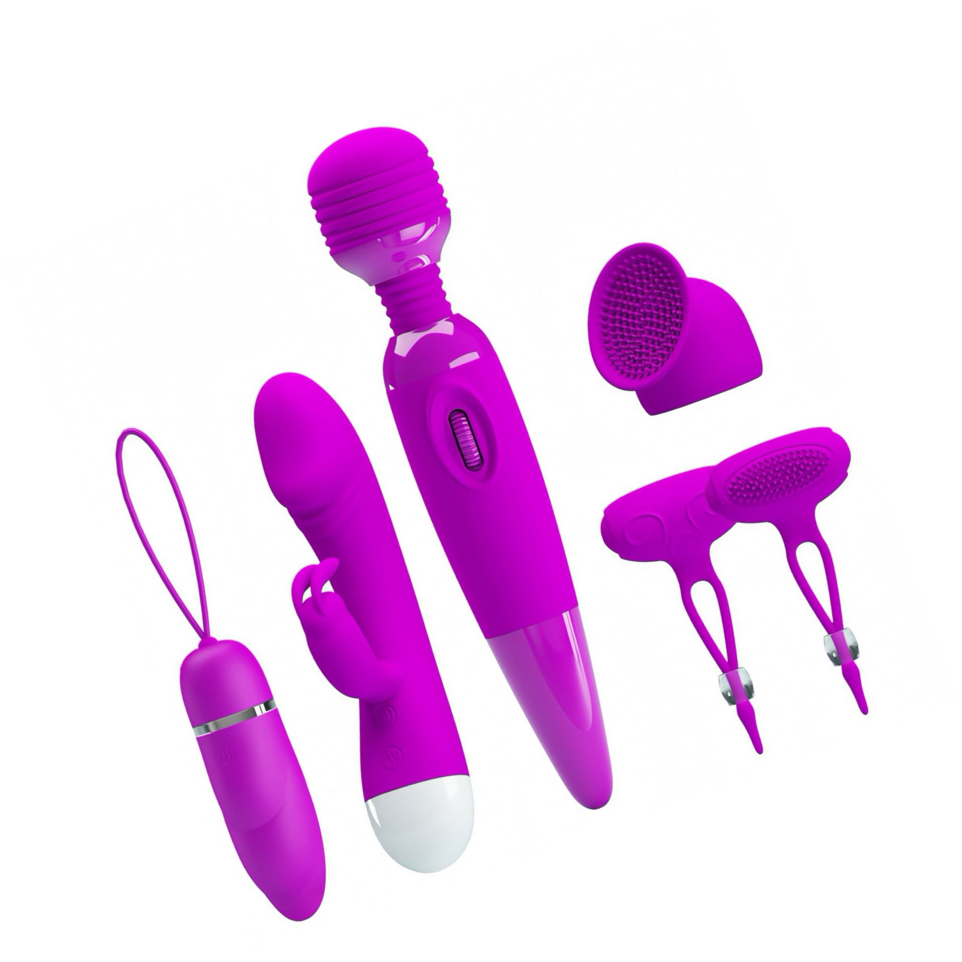 Kit Purple Desire 4 Piese Vibratoare Pentru Stimulare Variată Mov