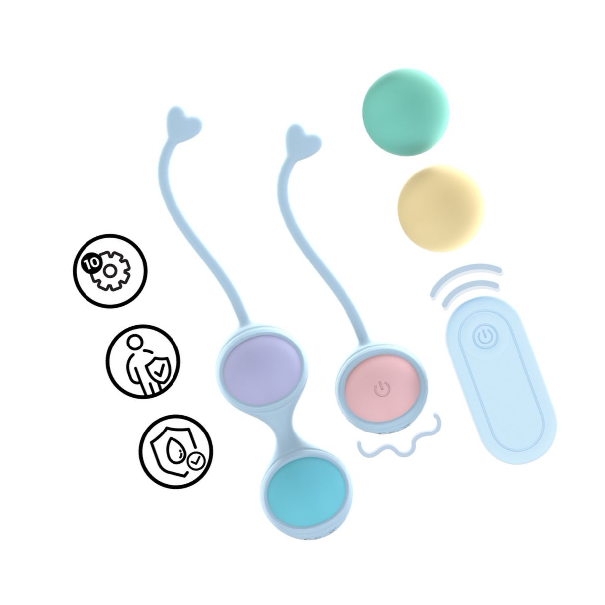 Loveline By Shots: Kit Kegel Reîncărcabil, 10 Moduri Multicolor