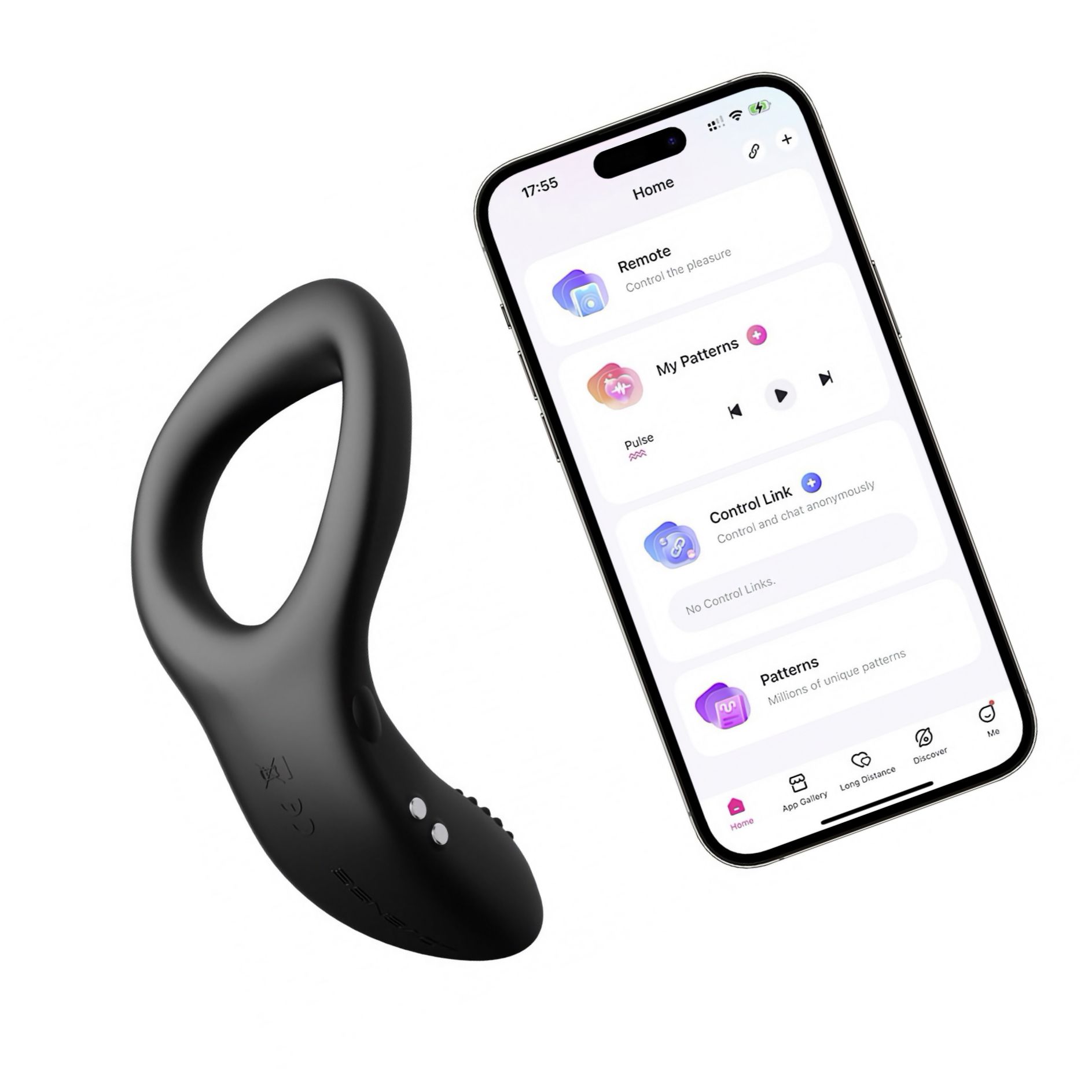 Lovense Diamo Vibrating Ring Negru
