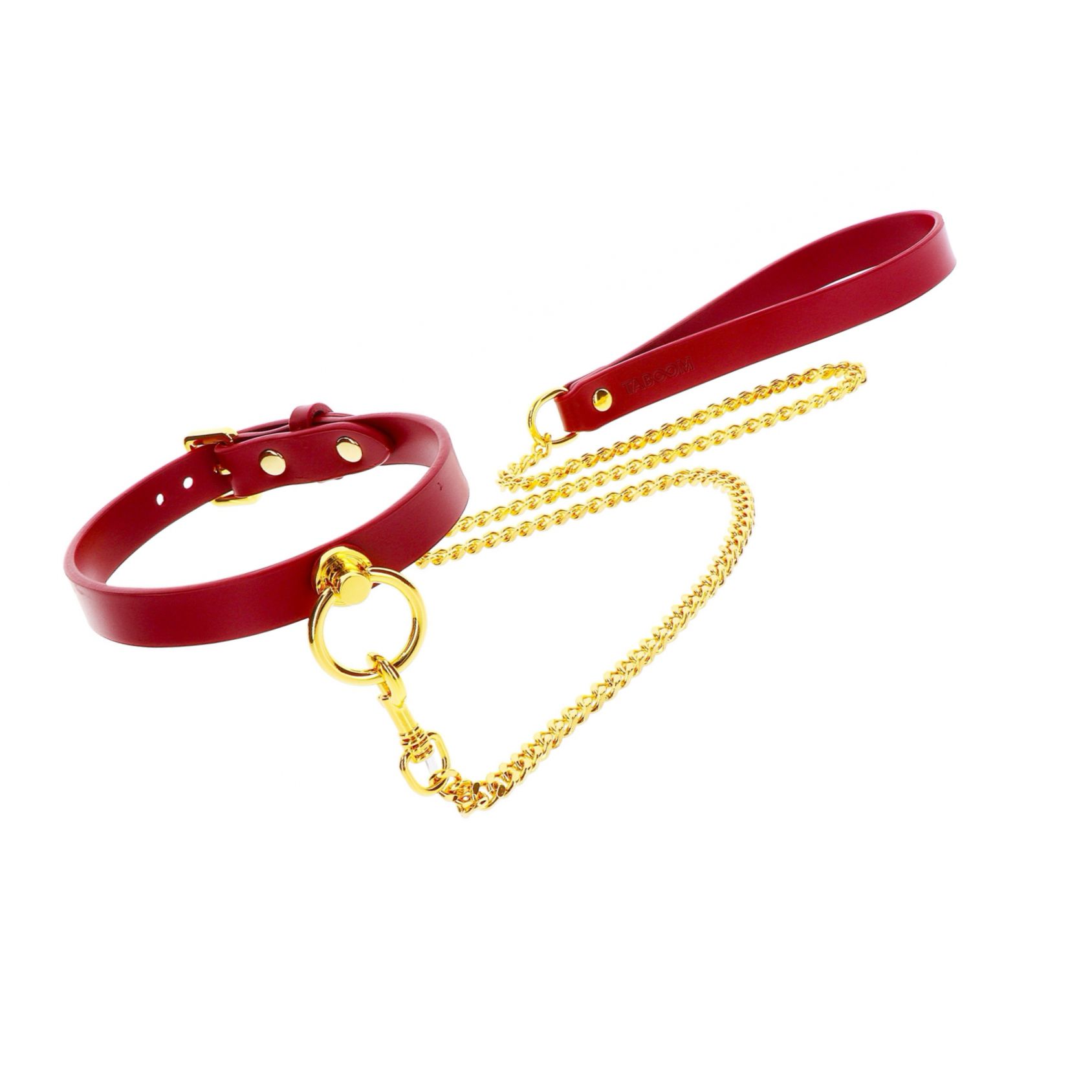 O-Ring Collar And Chain Leash Rosu