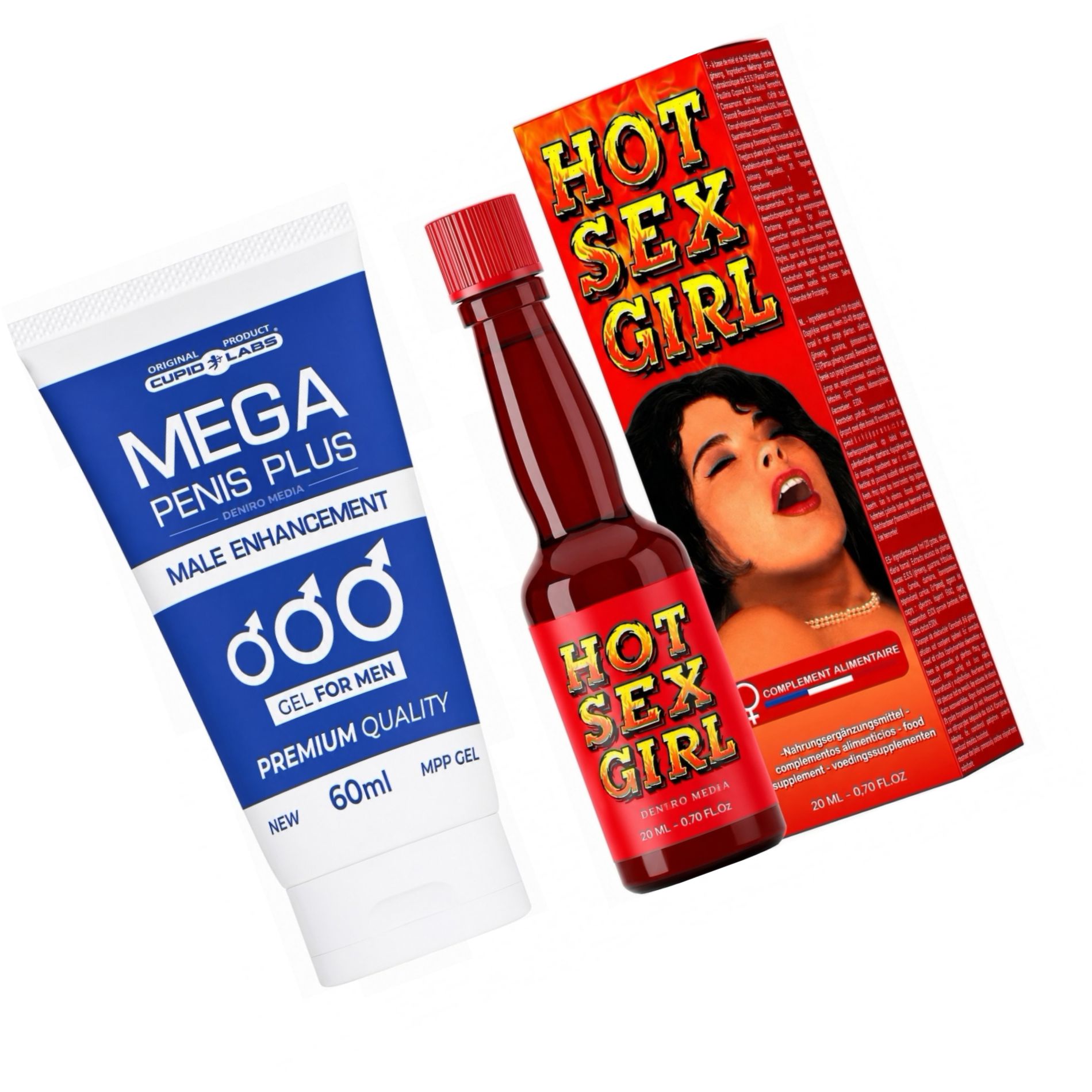 Pachet Afrodisiac Hot Sex Girl 20ml Și Gel Mărire Penis Mega Penis Plus 65ml