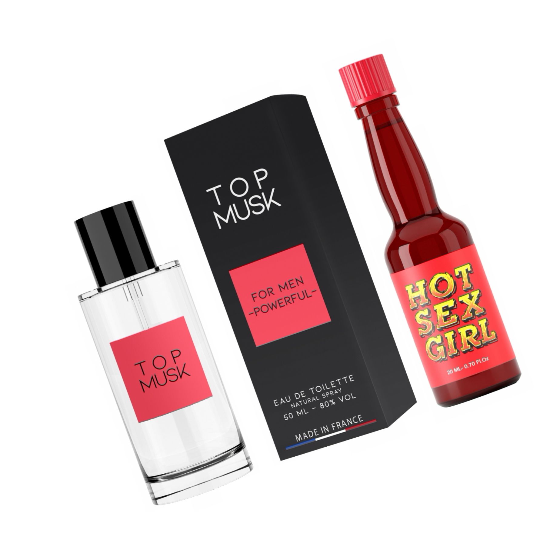Pachet Afrodisiac Hot Sex Girl 20ml + Parfum Feromoni Top Musk 75ml