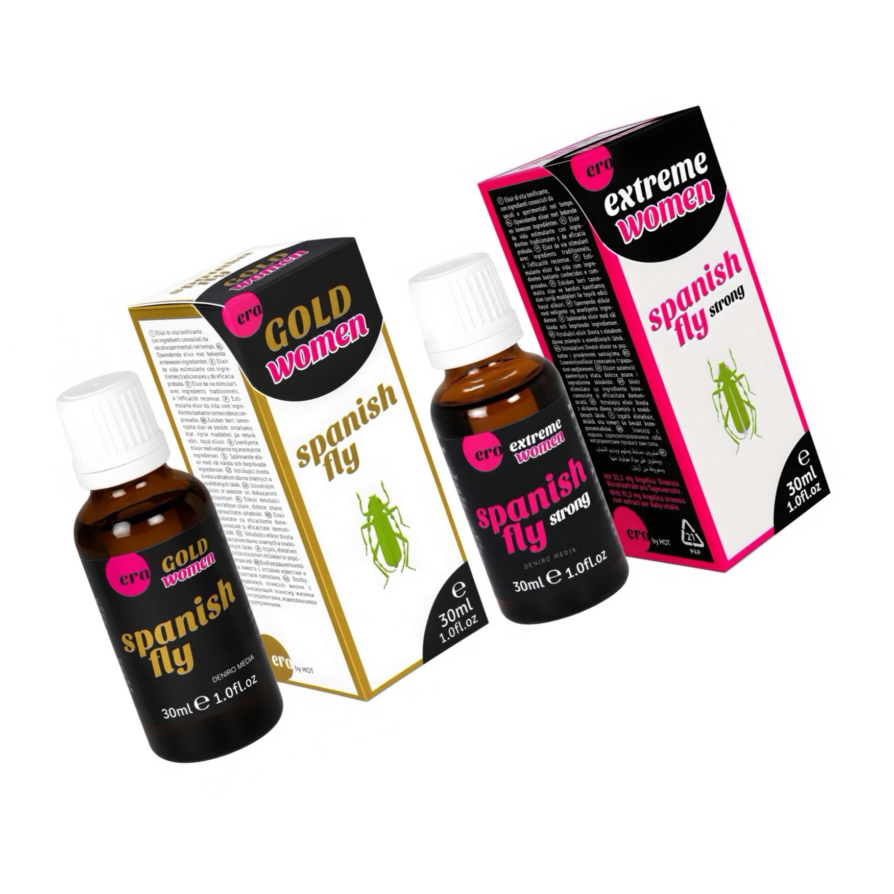 Pachet Afrodisiac Spain Fly Extreme Women 30ml + Afrodisiac Spanish Fly Strong Gold Women 30ml