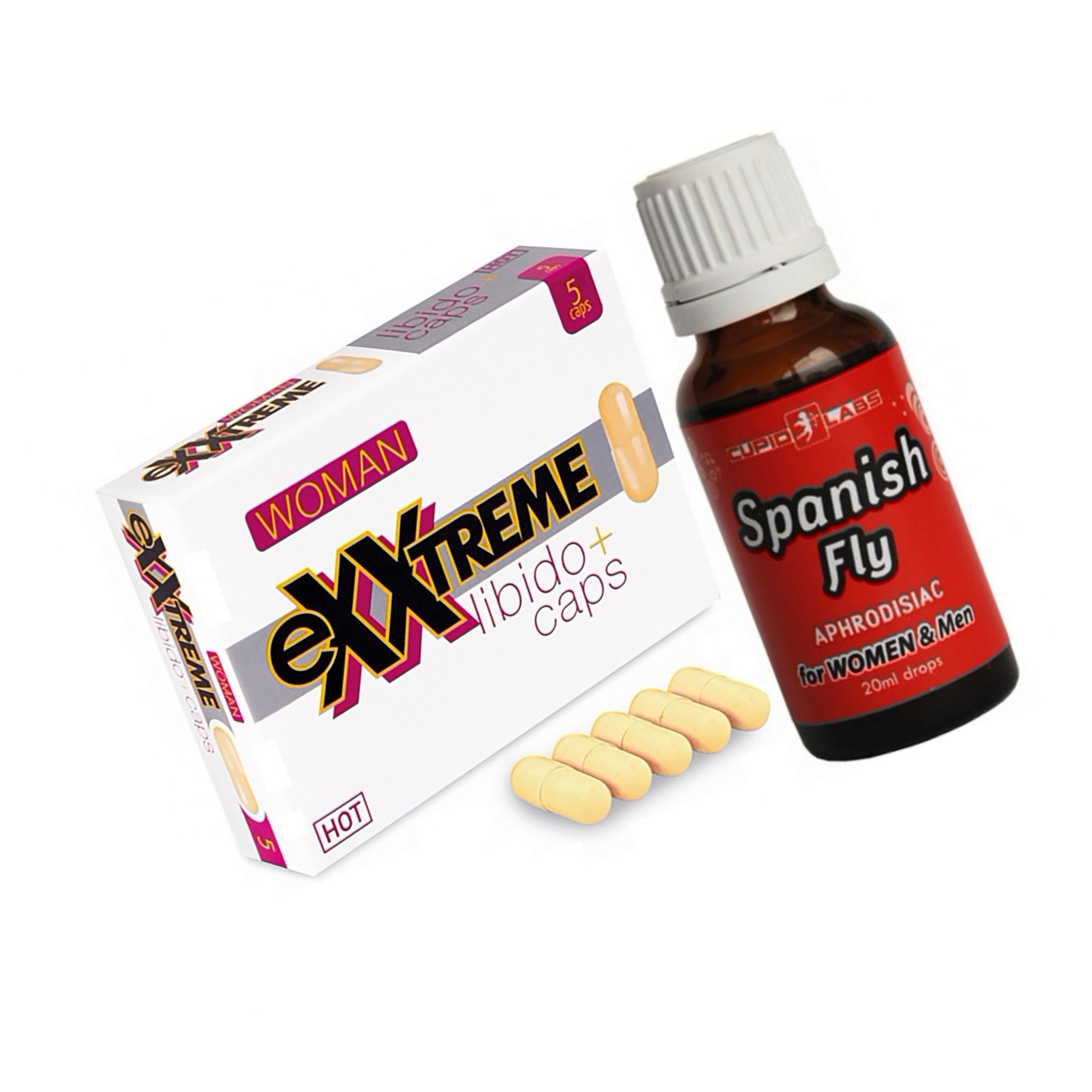 Pachet Capsule Femei eXXtreme Libido Afrodisiac 5buc + Picături Afrodisiace Spanish Fly 20ml