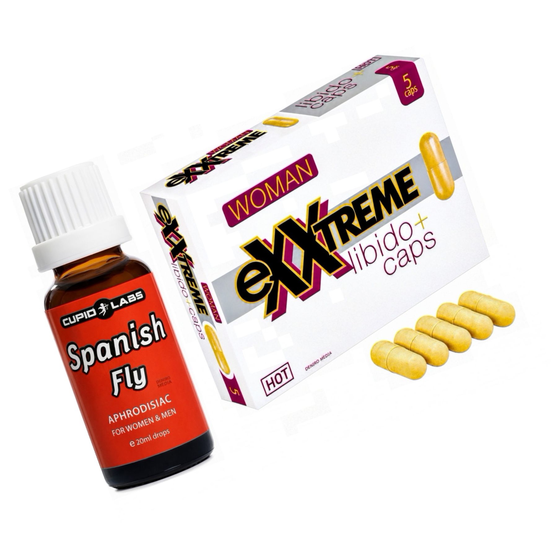 Pachet Capsule Femei eXXtreme Libido Afrodisiac 5buc + Picături Afrodisiace Spanish Fly 20ml