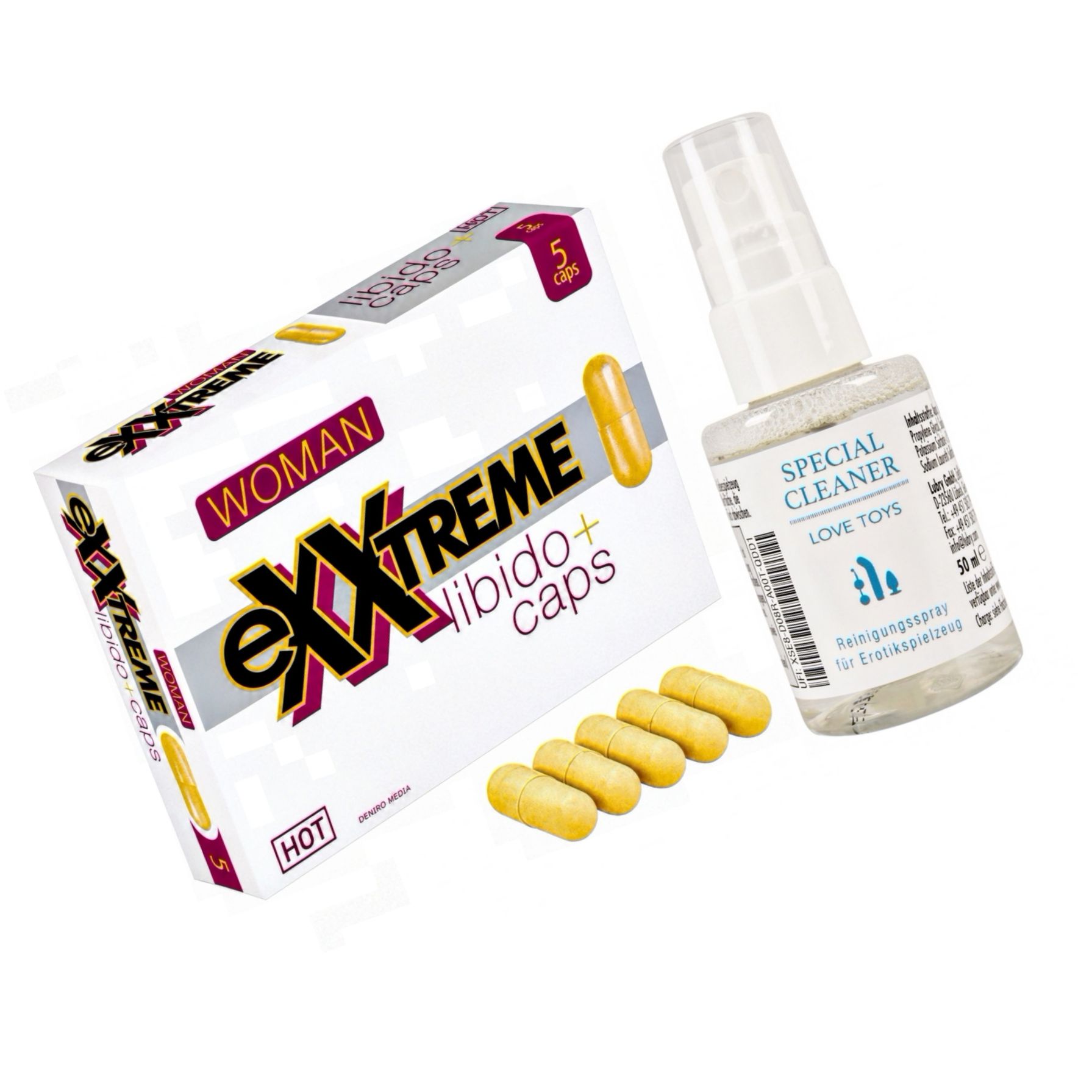 Pachet Capsule Femei eXXtreme Libido Afrodisiac 5buc + Special Cleaner Love Toys 50ml