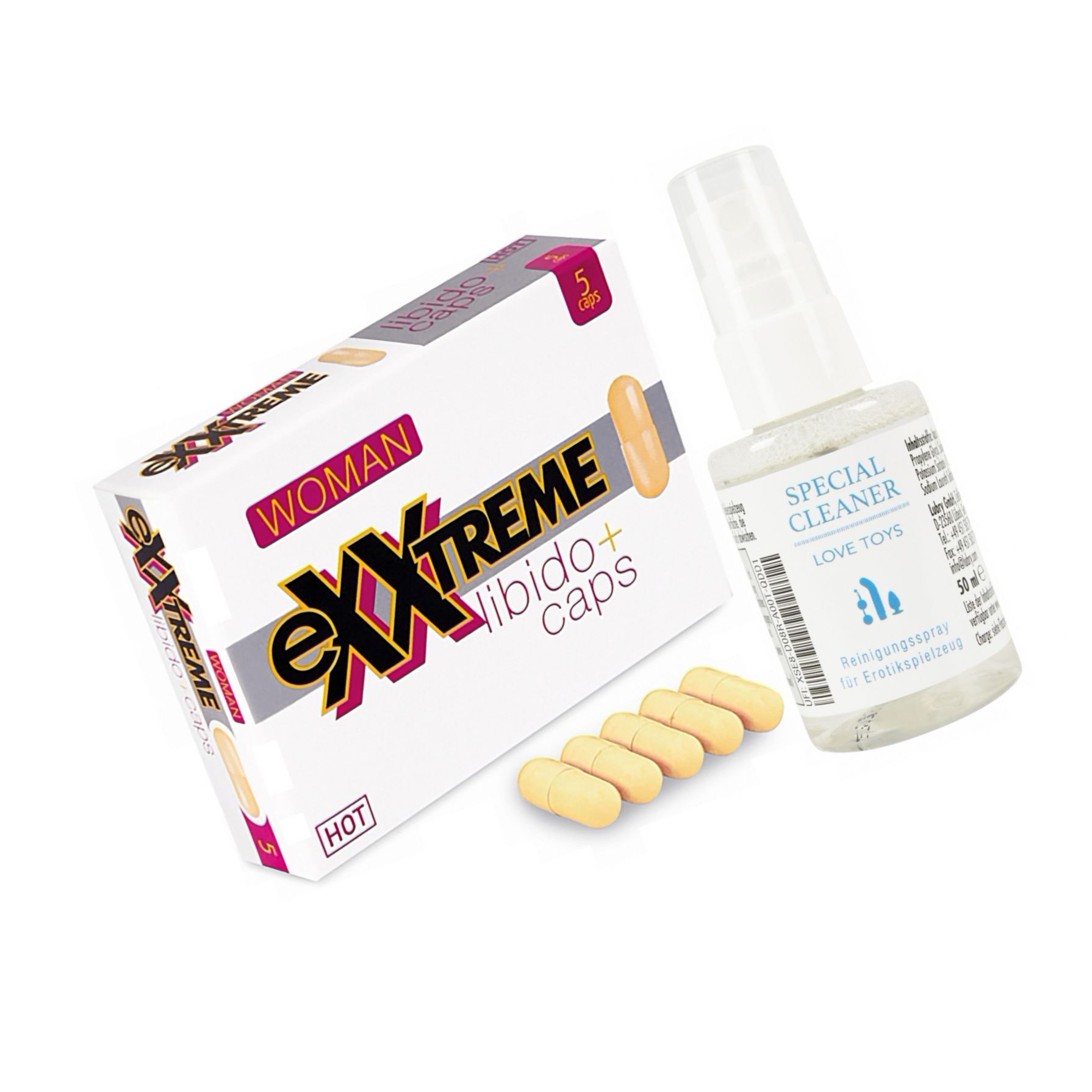 Pachet Capsule Femei eXXtreme Libido Afrodisiac 5buc + Special Cleaner Love Toys 50ml
