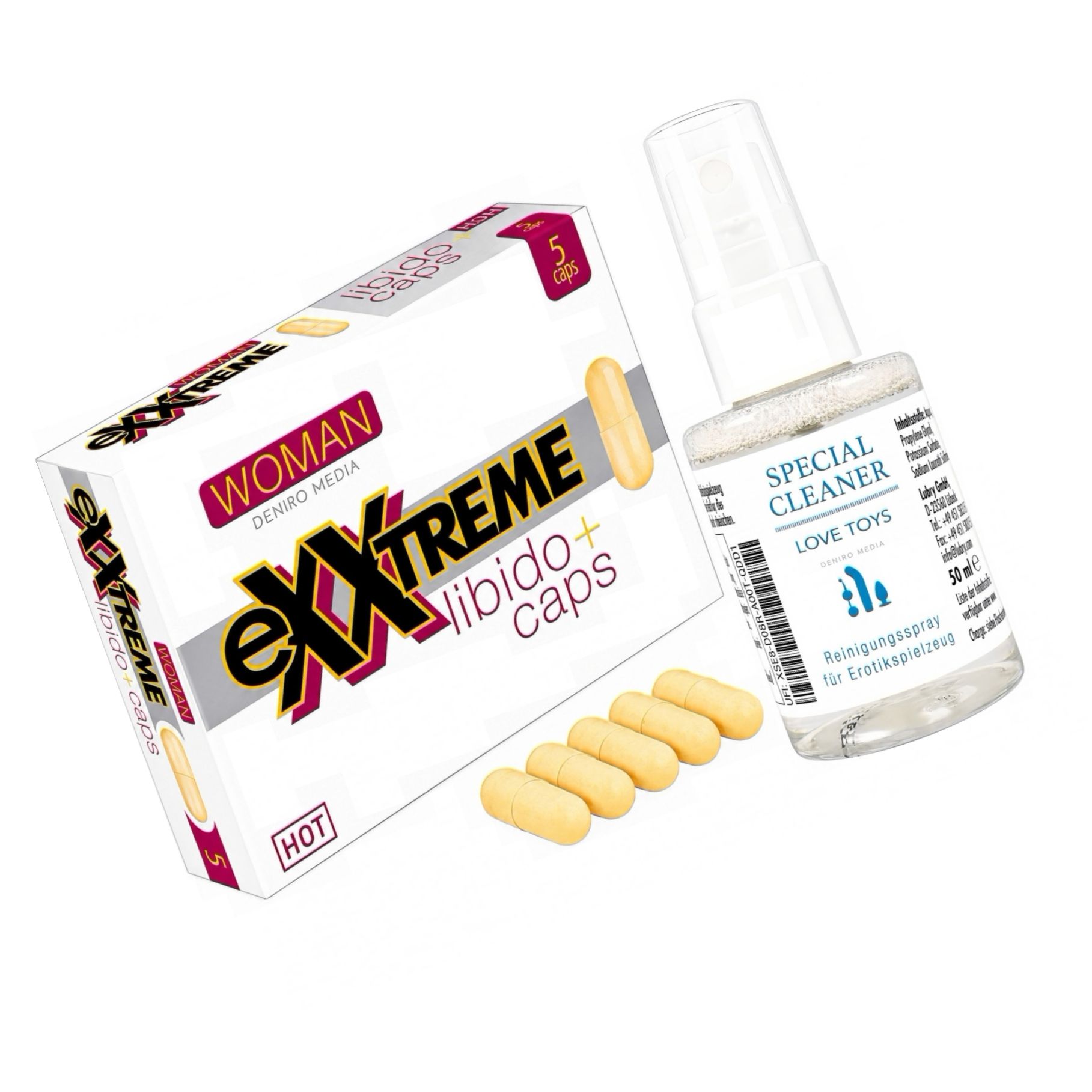 Pachet Capsule Femei eXXtreme Libido Afrodisiac 5buc + Special Cleaner Love Toys 50ml