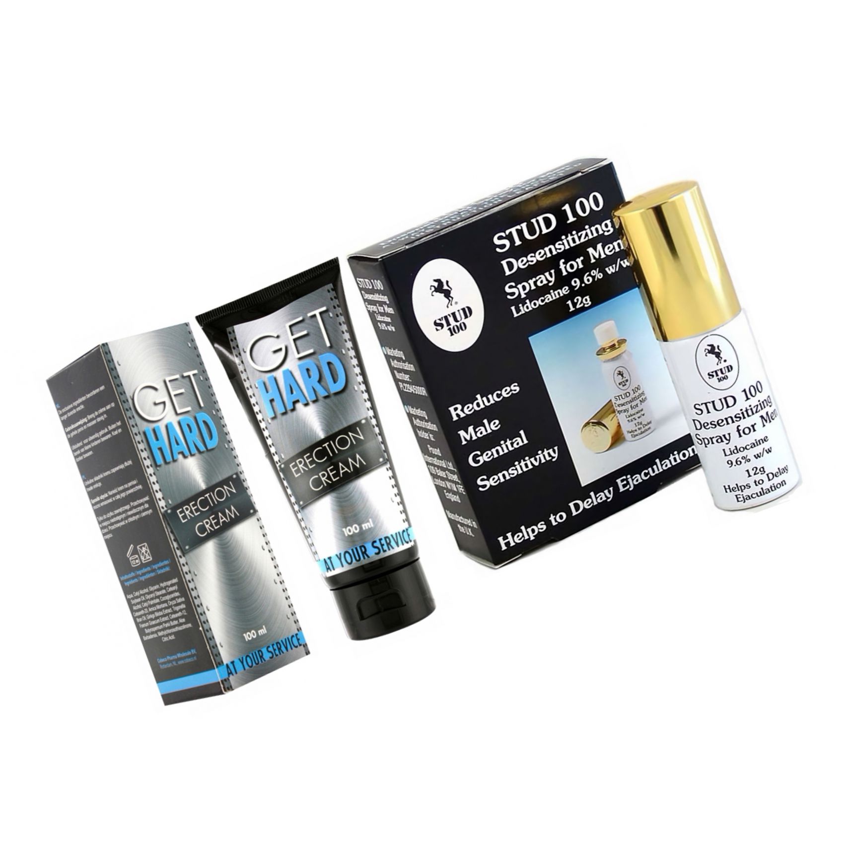 Pachet Cremă Erecție Get Hard 100ml + Spray Stud 100 Original