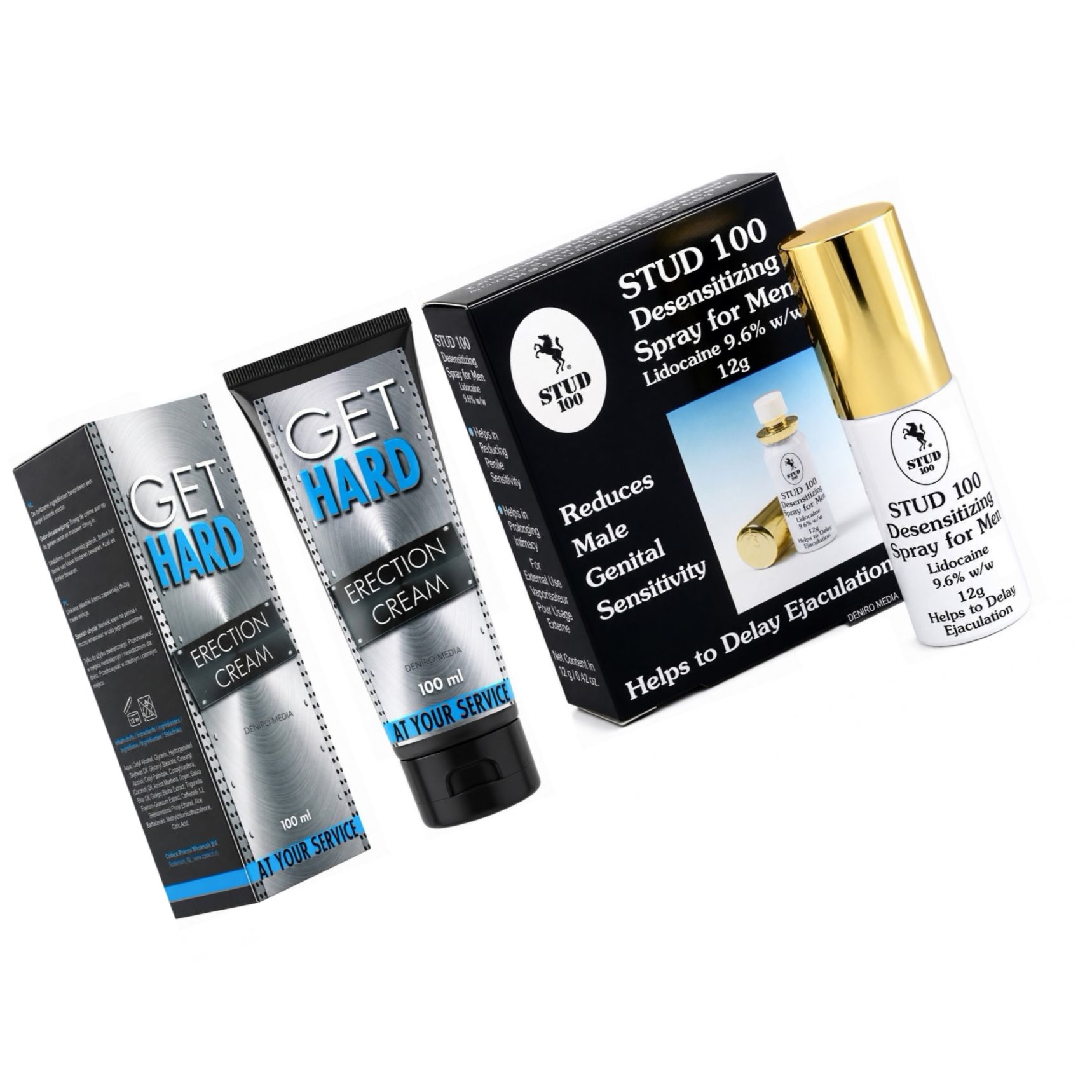 Pachet Cremă Erecție Get Hard 100ml + Spray Stud 100 Original