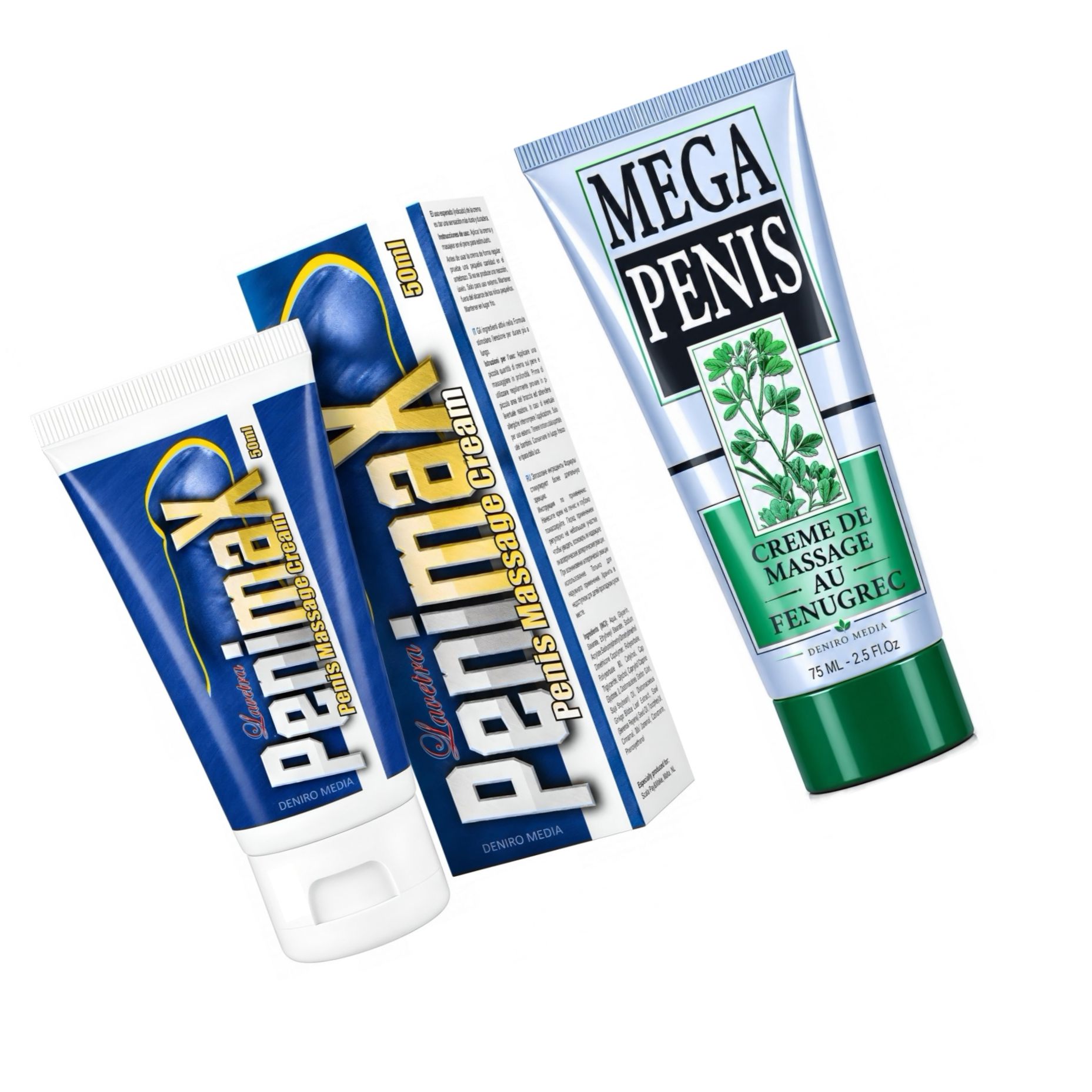 Pachet Cremă Mărire Mega Penis 75ml + Cremă Penis Enlargement Penimax 50ml