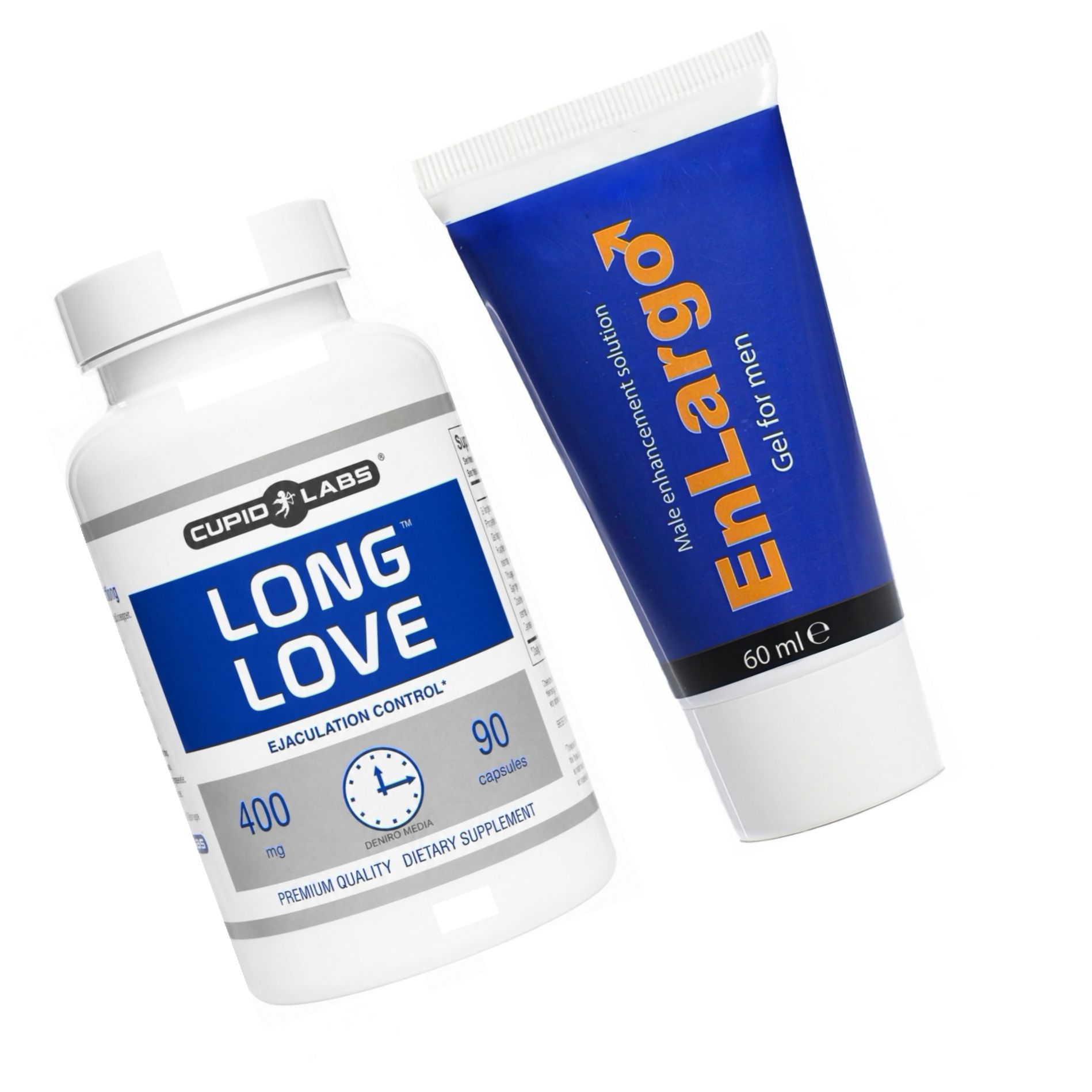 Pachet Cremă Mărirea Penisului Enlargo 100ml + Pastile Ejaculare Precoce Long Love 90buc