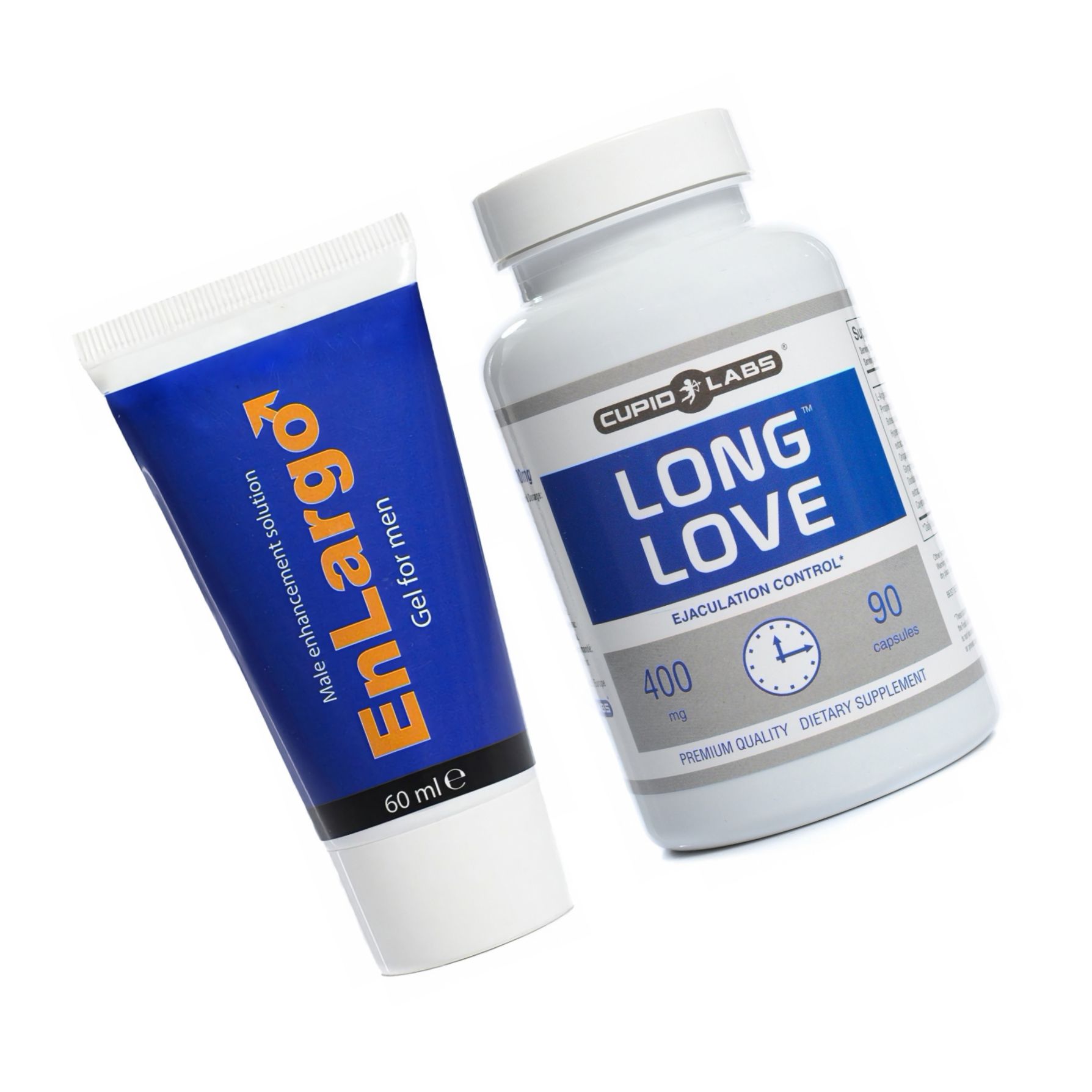Pachet Cremă Mărirea Penisului Enlargo 100ml + Pastile Ejaculare Precoce Long Love 90buc