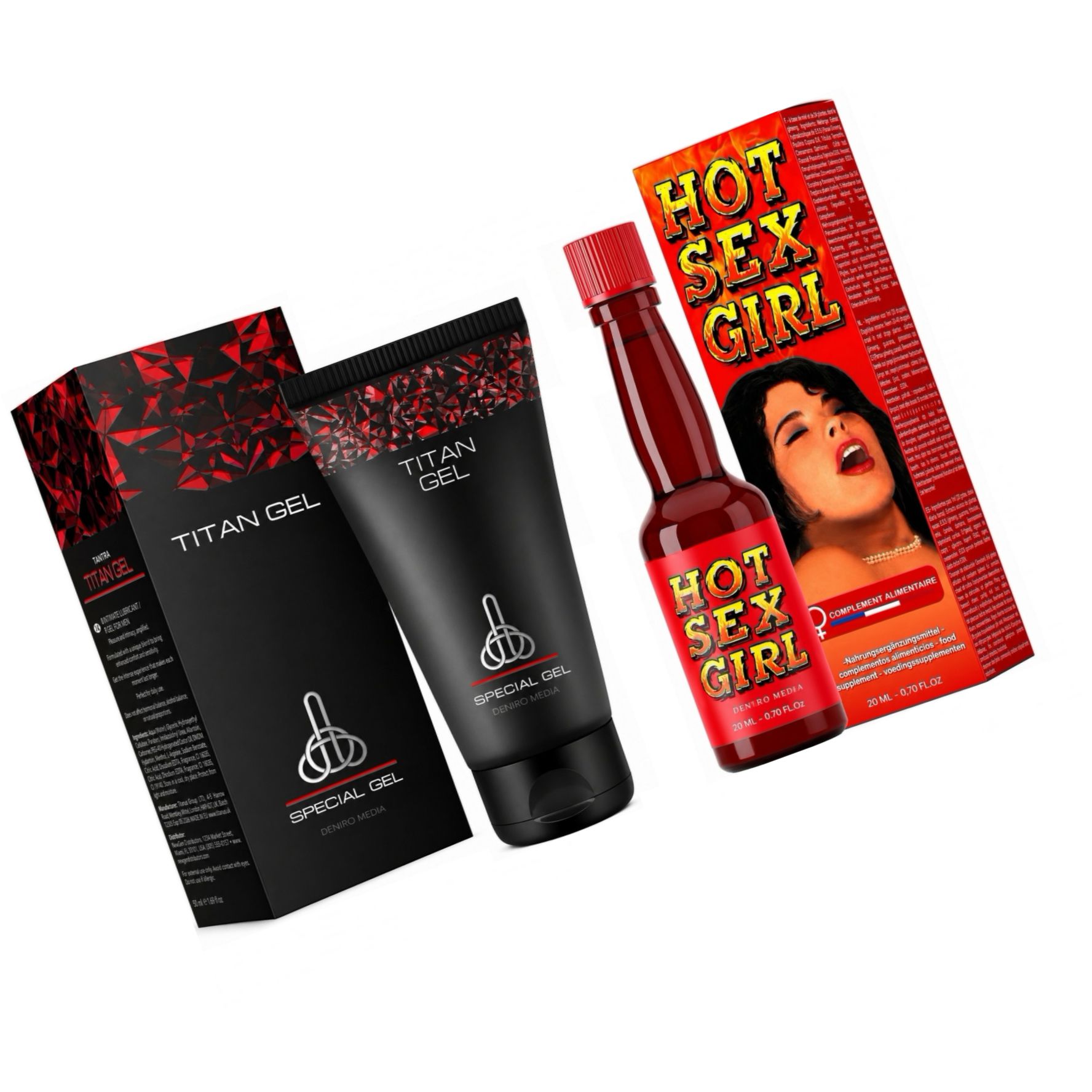 Pachet Cremă Mărirea Penisului Titan Gel Original 50ml + Afrodisiac Hot Sex Girl 20ml