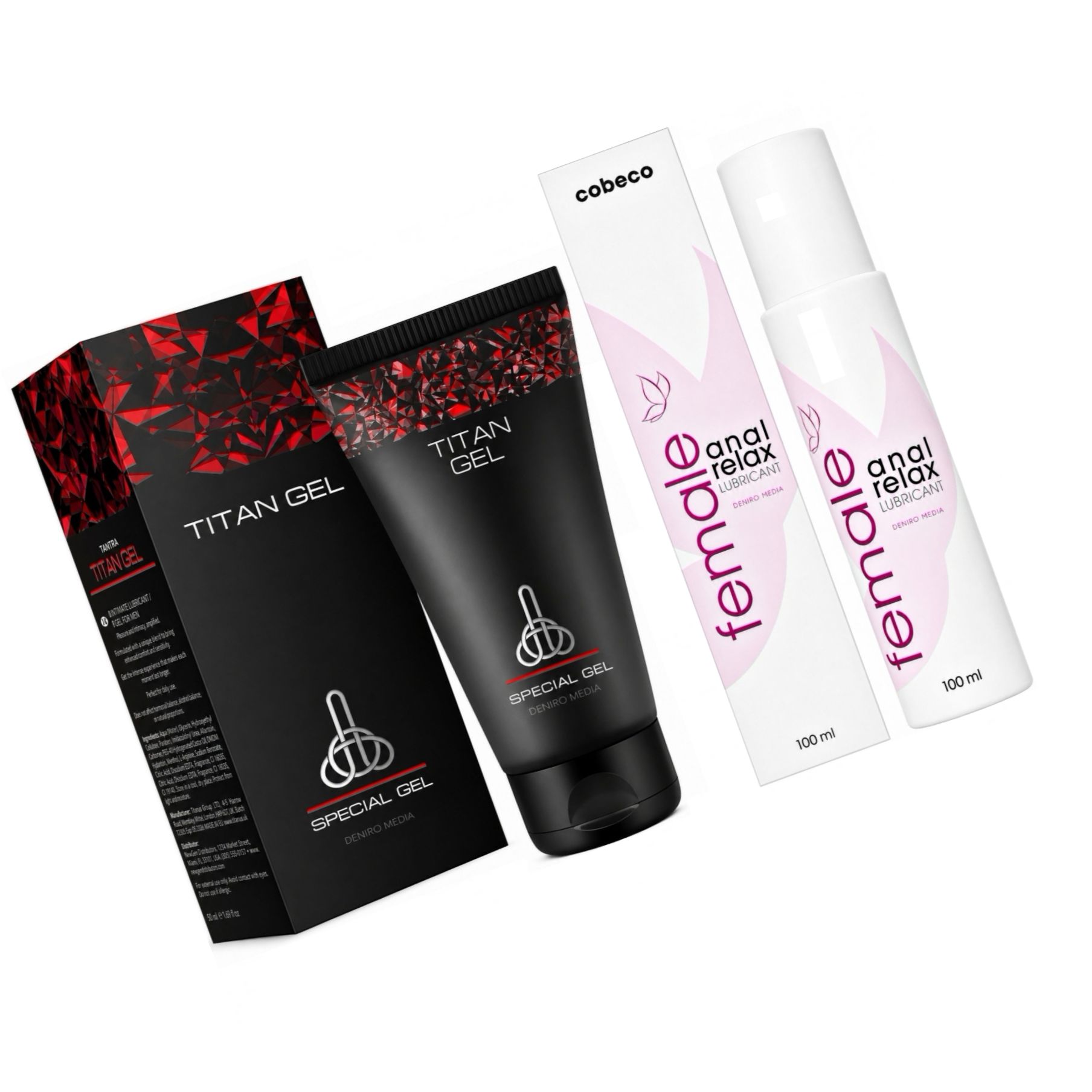 Pachet Cremă Mărirea Penisului Titan Gel Original 50ml + Lubrifiant Anal Female Cobeco Relax 120ml
