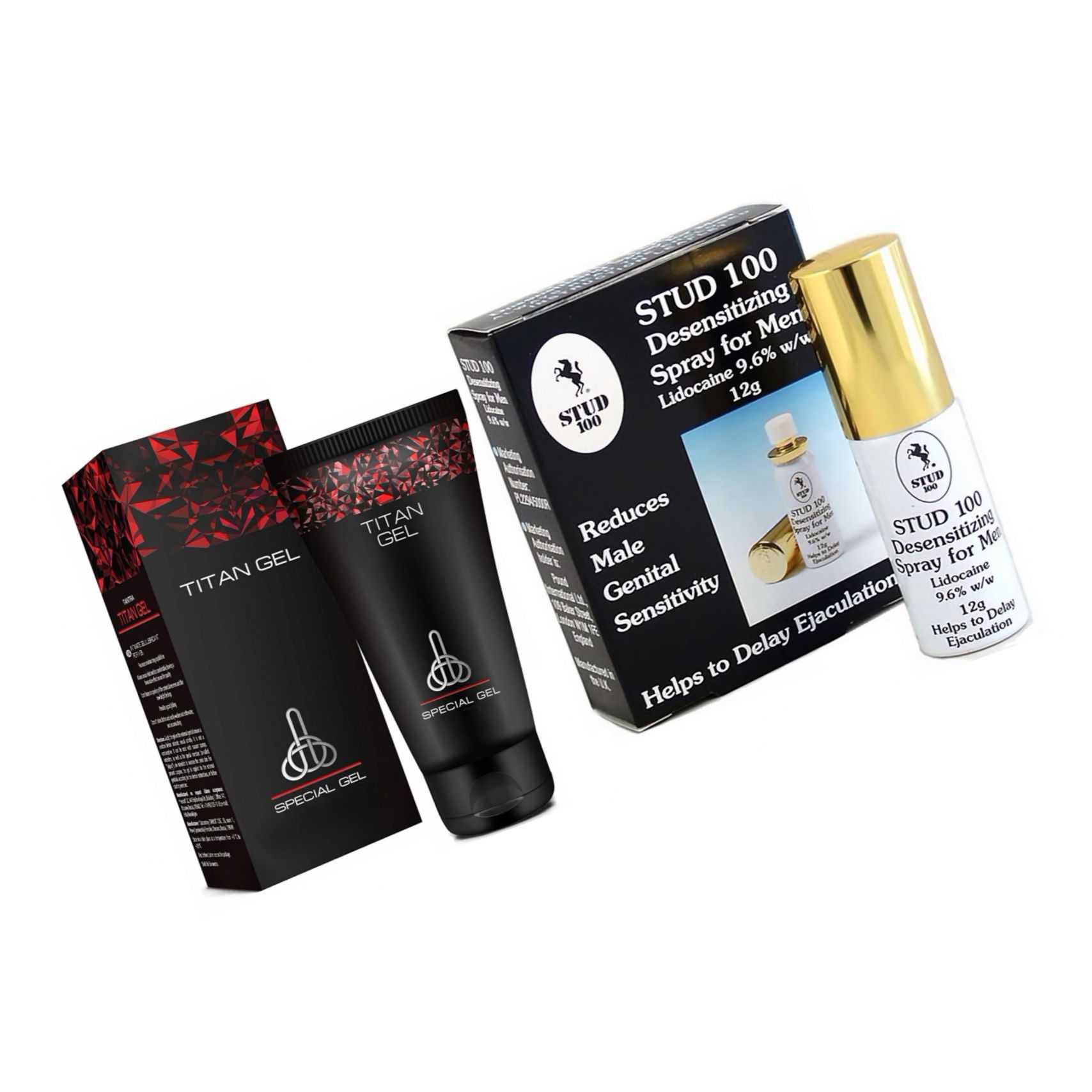 Pachet Cremă Mărirea Penisului Titan Gel Original 50ml + Spray Stud 100 Original
