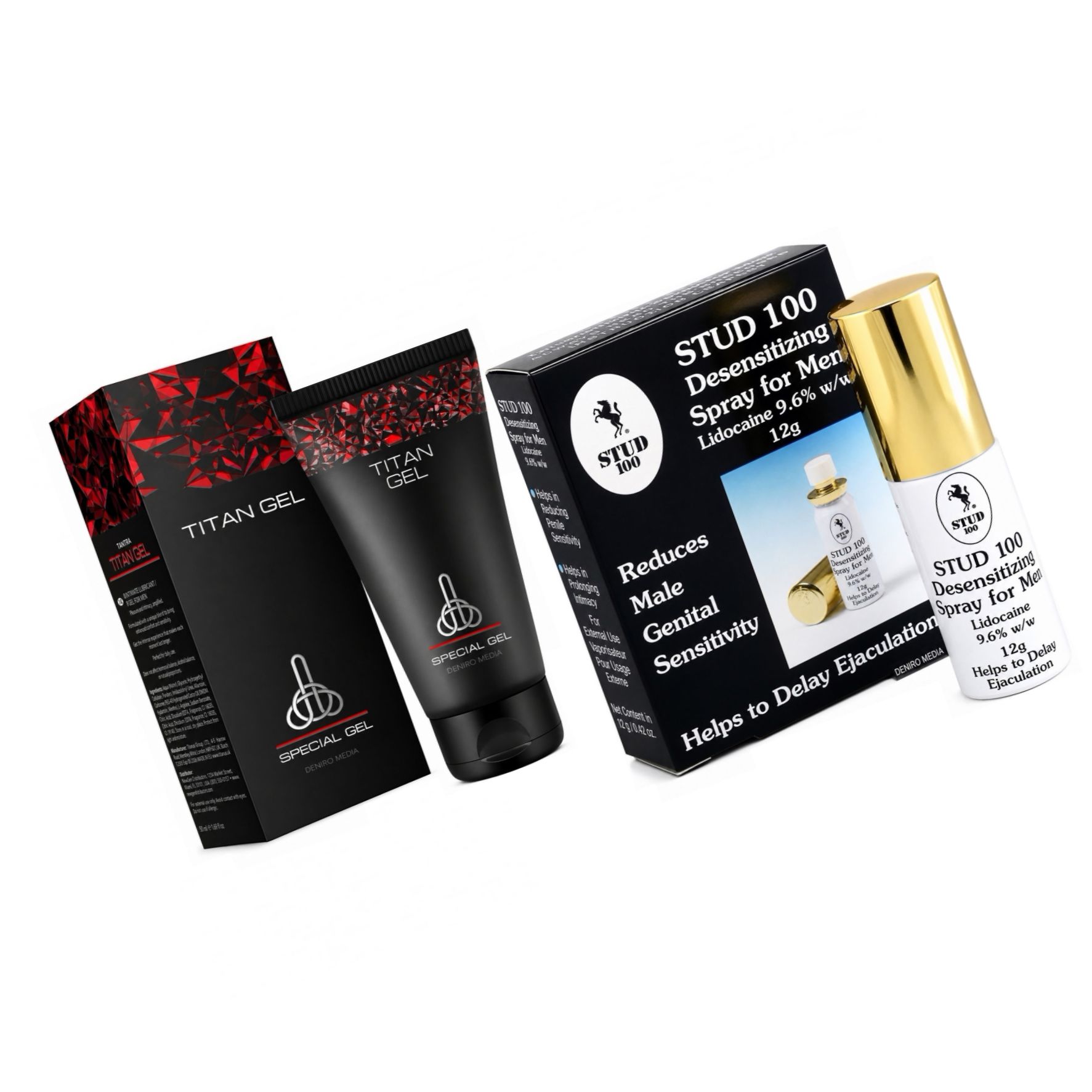 Pachet Cremă Mărirea Penisului Titan Gel Original + Spray Stud 100 Original