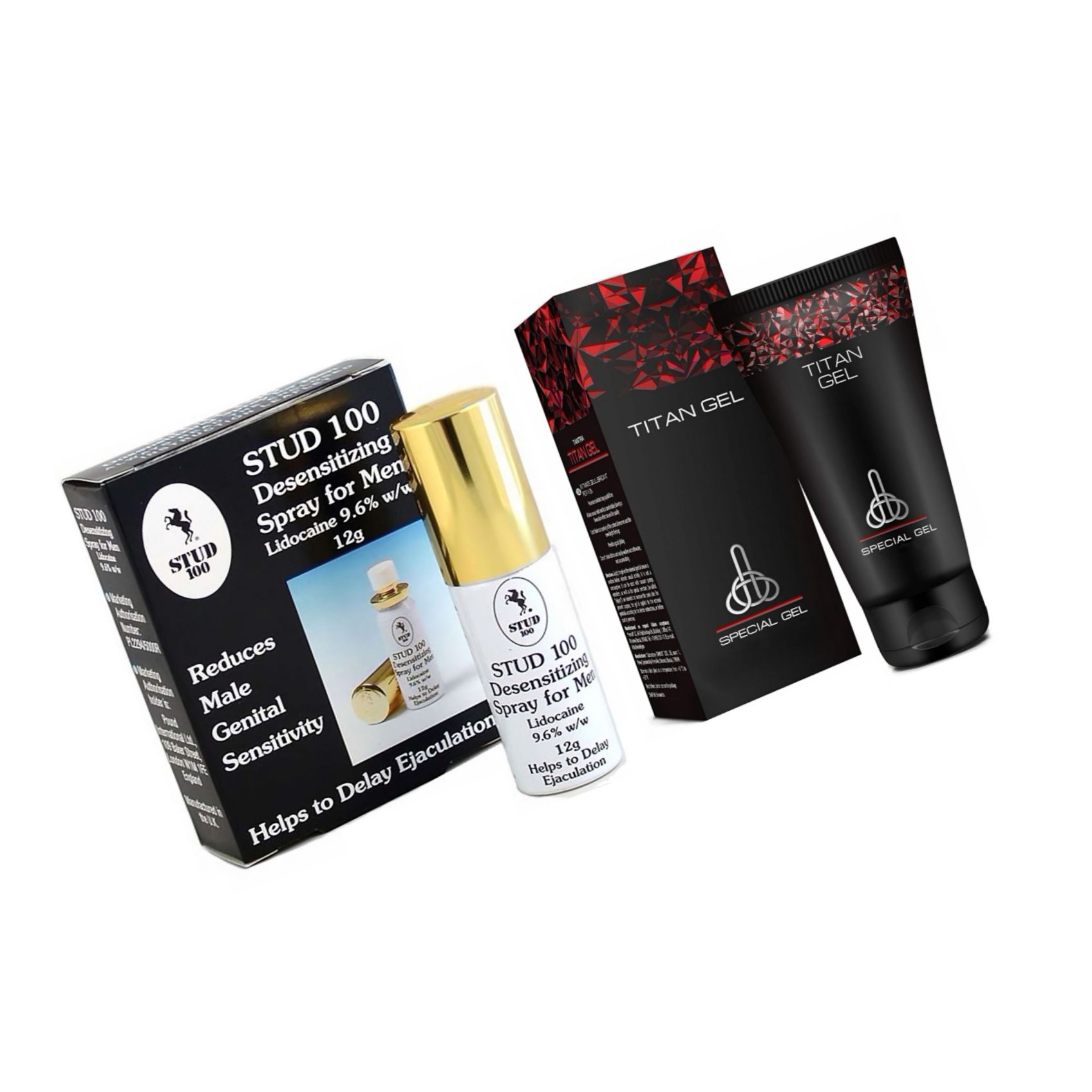 Pachet Cremă Mărirea Penisului Titan Gel Original + Spray Stud 100 Original