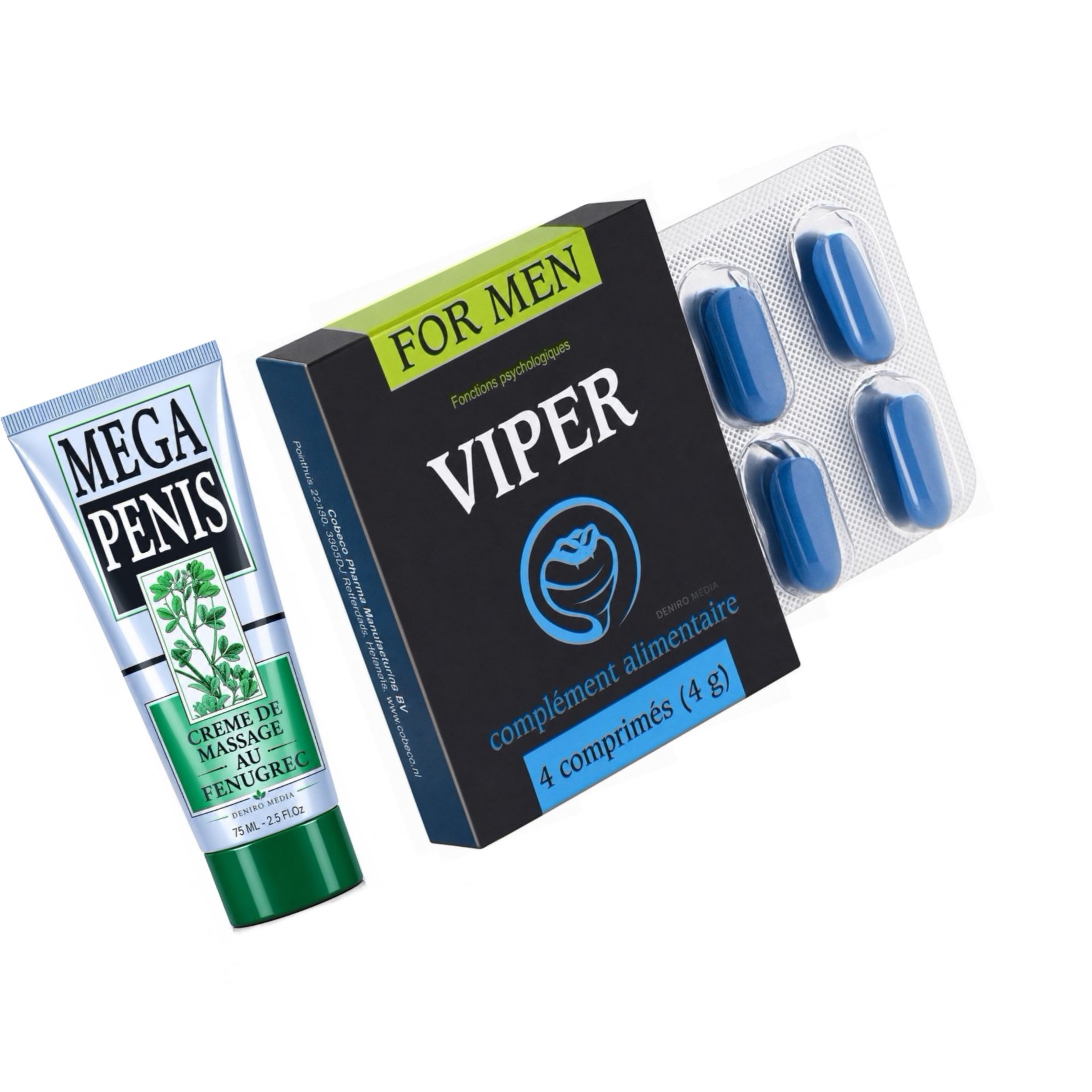 Pachet Cremă Mega Penis + Pastile Viper FR 4