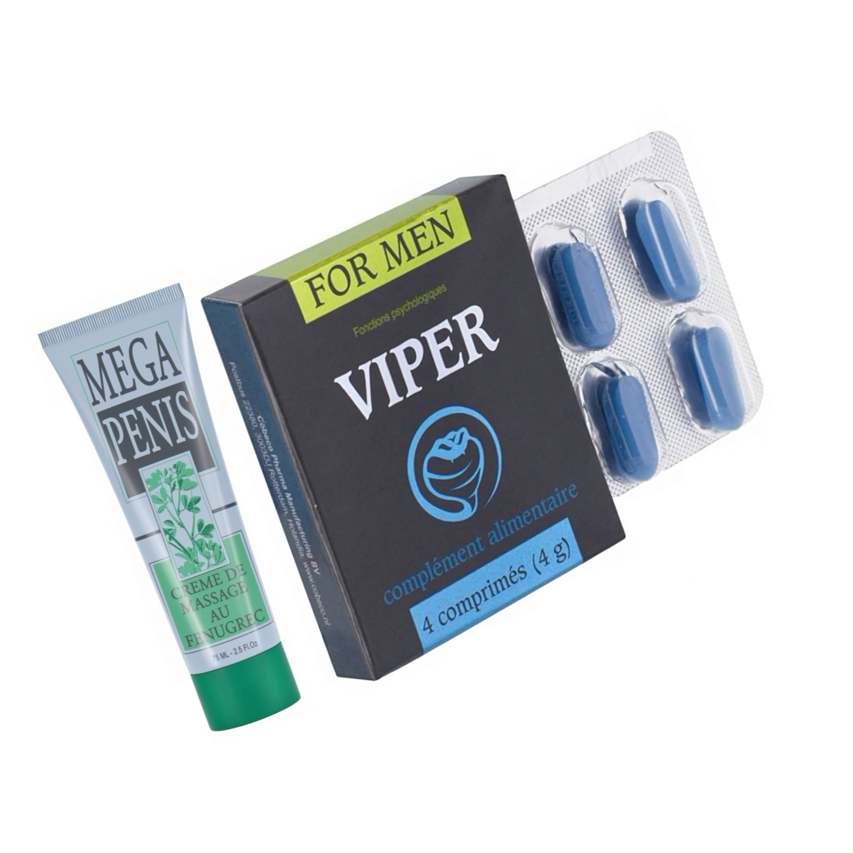 Pachet Cremă Mega Penis + Pastile Viper FR 4