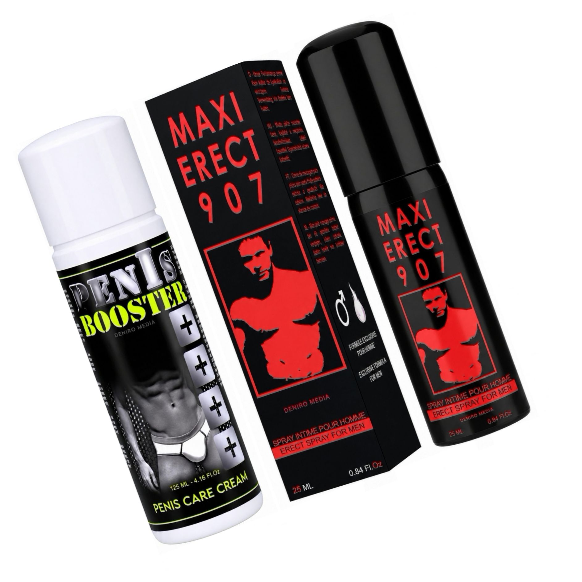 Pachet Cremă Pentru Potență Penis Booster 125ml + Spray Pentru Potență Maxi Erect 907