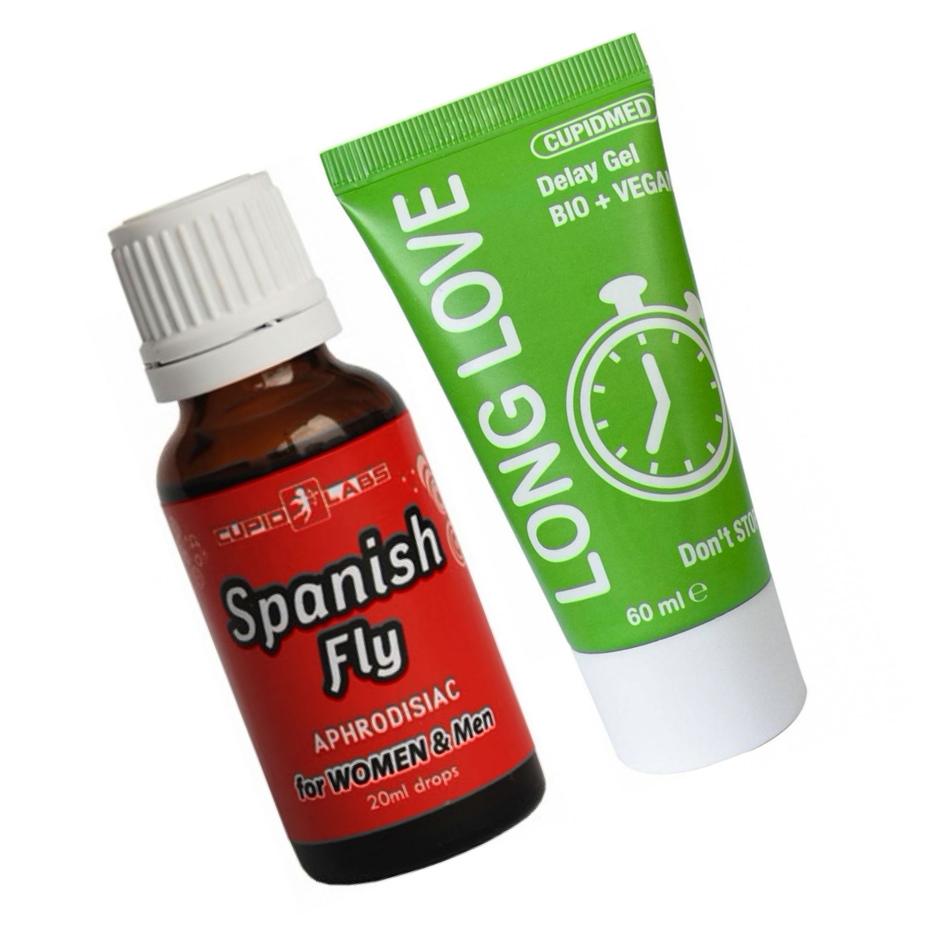 Pachet Gel Ejaculare Precoce Long Love 50ml + Picături Afrodisiace Spanish Fly 20ml