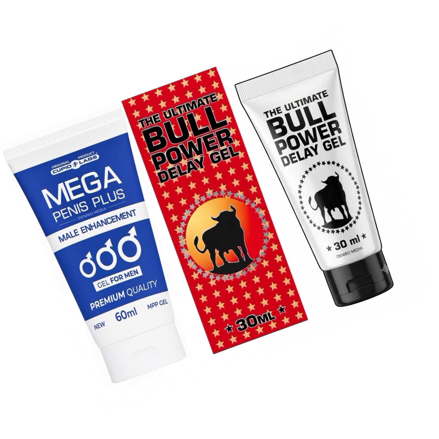 Pachet Gel Mărire Penis Mega Penis Plus 65ml Și Gel Ejaculare Prematură Bull Power Delay 30ml
