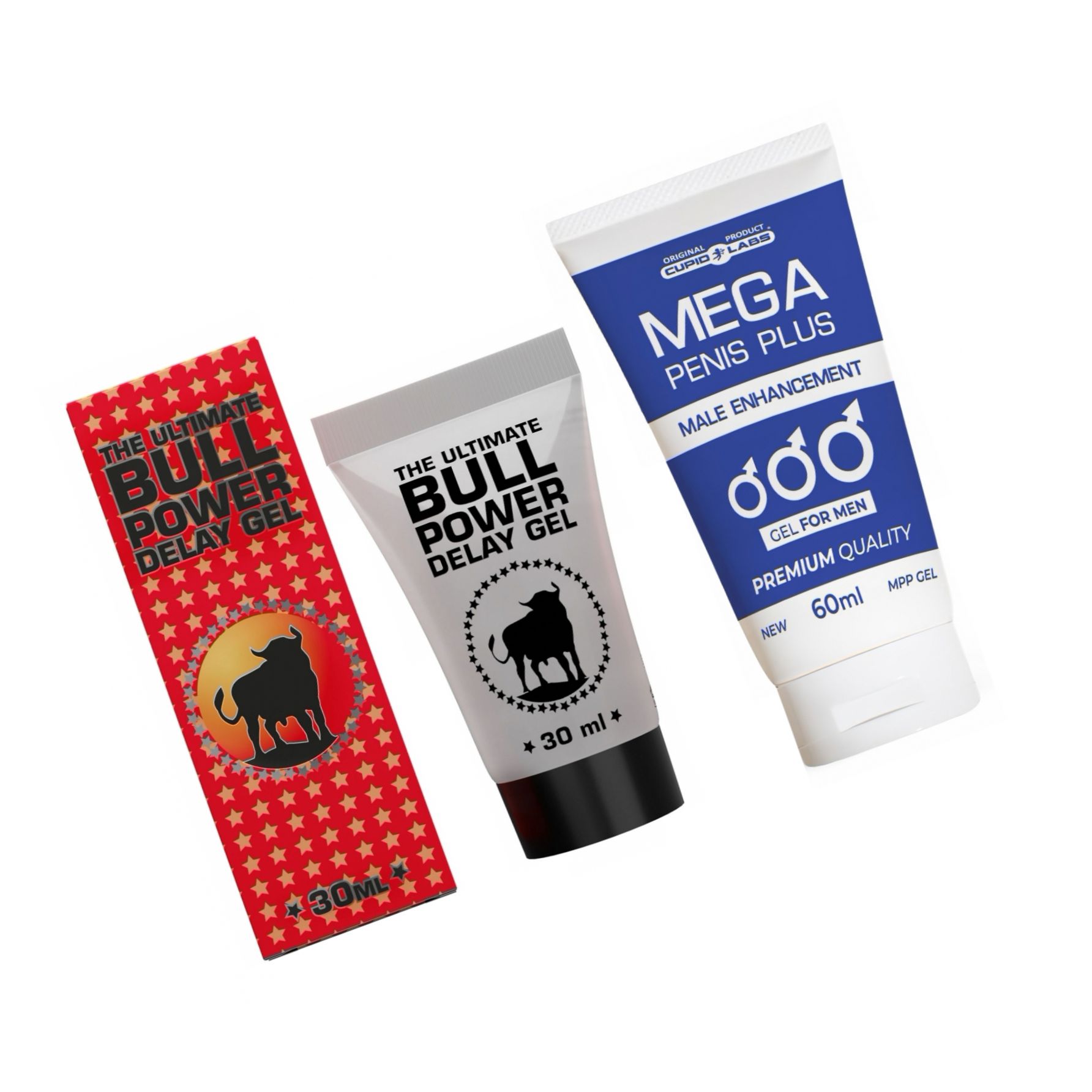 Pachet Gel Mărire Penis Mega Penis Plus 65ml Și Gel Ejaculare Prematură Bull Power Delay 30ml