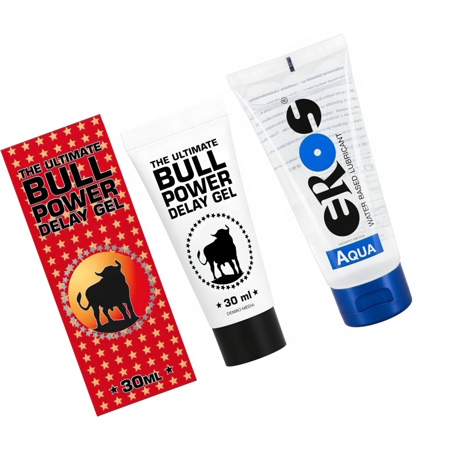 Pachet Lubrifiant Eros Aqua + Gel Ejaculare Prematură Bull Power Delay 30ml