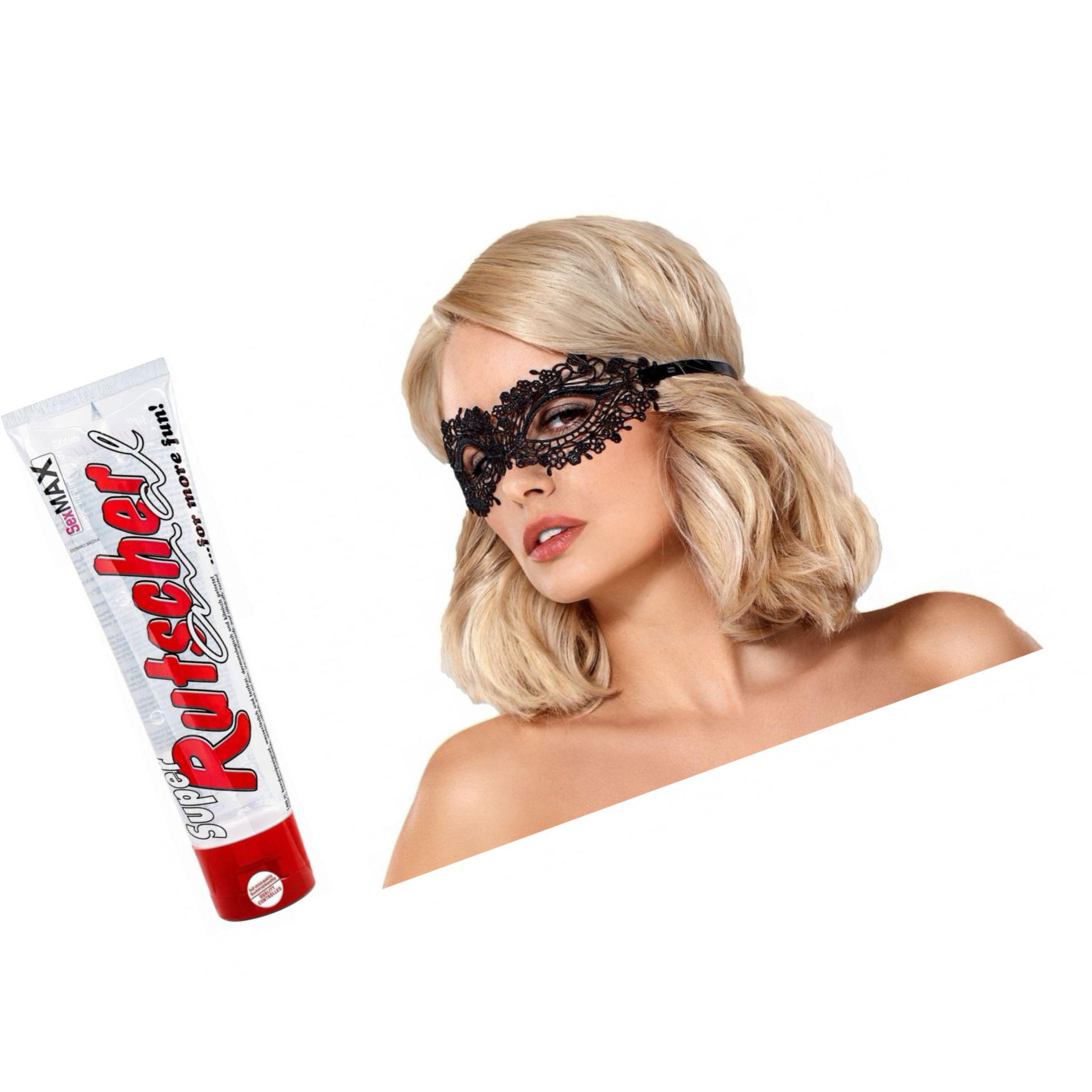 Pachet Lubrifiant Super Rutscher Anal 100ml + Mască Obsessive A710 Negru