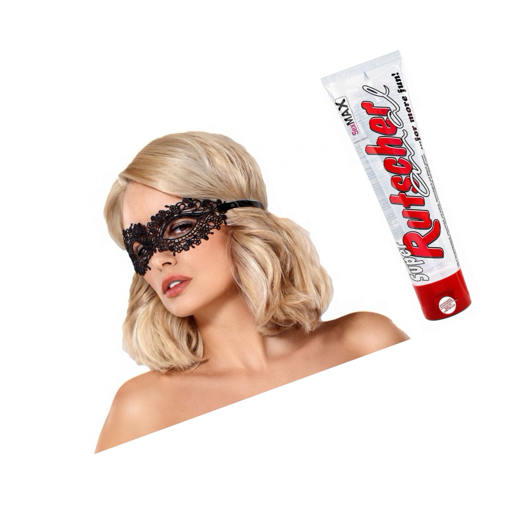 Pachet Lubrifiant Super Rutscher Anal 100ml + Mască Obsessive A710 Negru