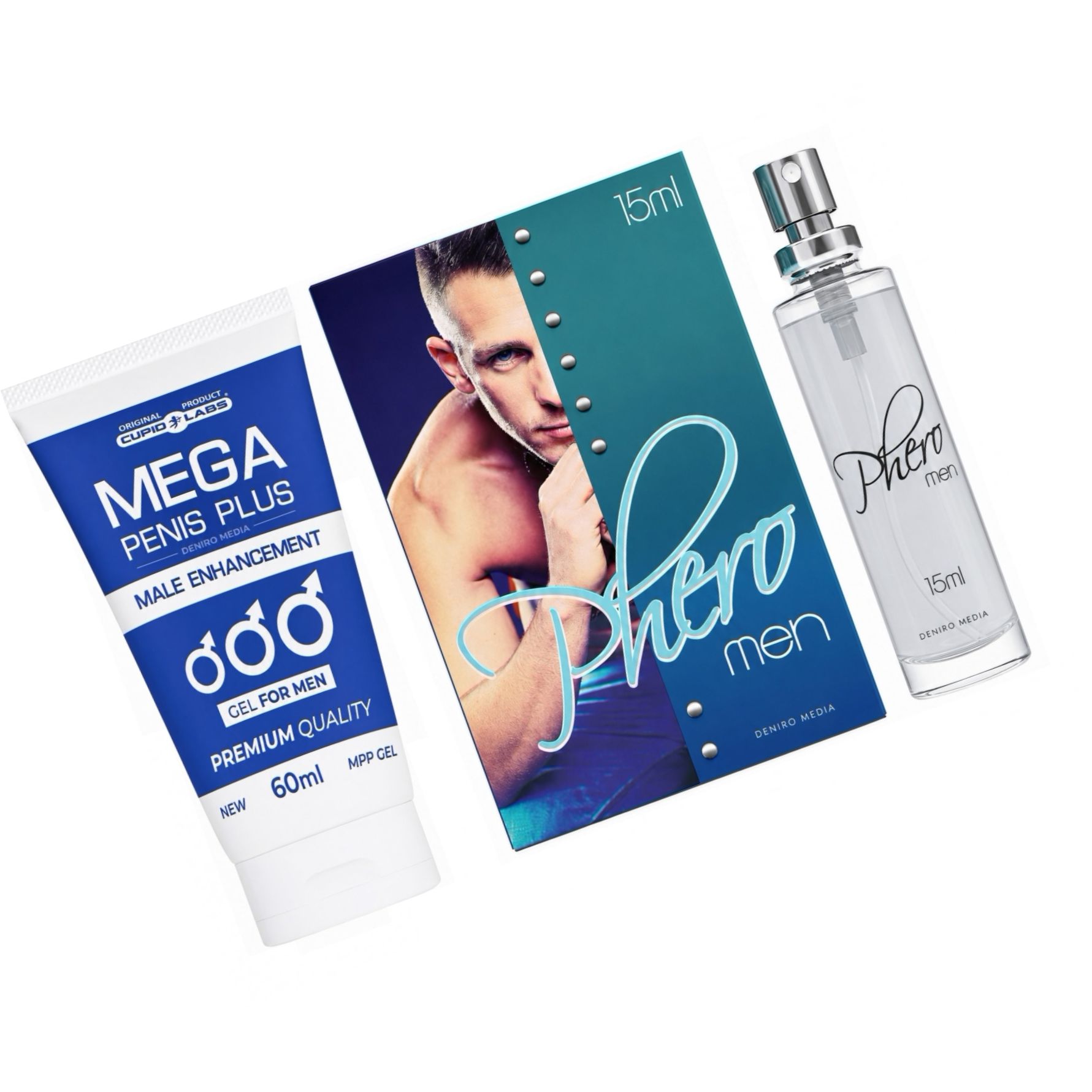 Pachet Parfum cu Feromoni Pheromen 15ml Și Gel Mărire Penis Mega Penis Plus 65ml