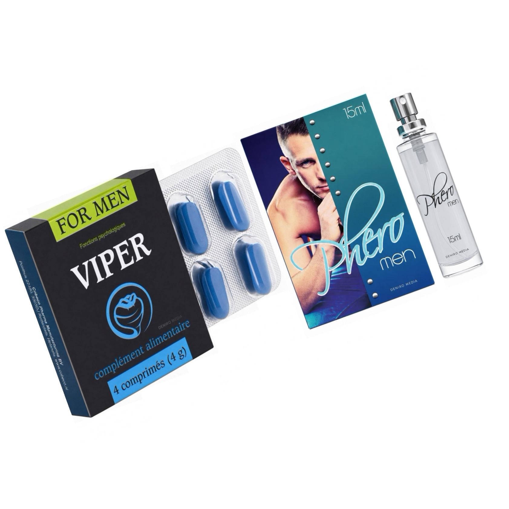 Pachet Parfum cu Feromoni Pheromen 15ml + Pastile Potență Viper FR 4 capsule