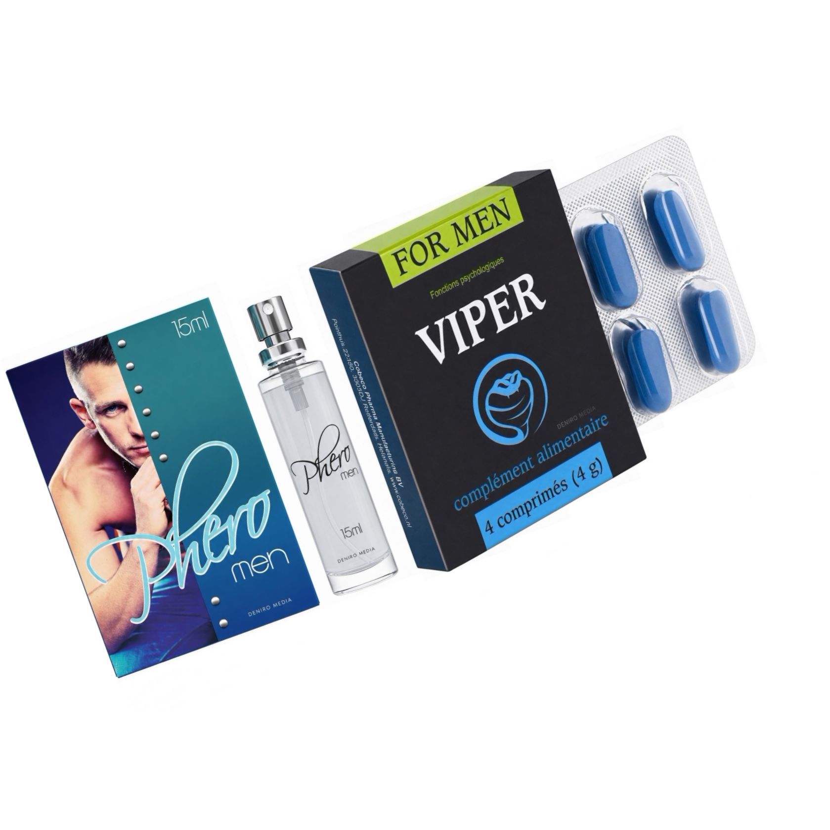 Pachet Parfum cu Feromoni Pheromen 15ml + Pastile Potență Viper FR 4 capsule