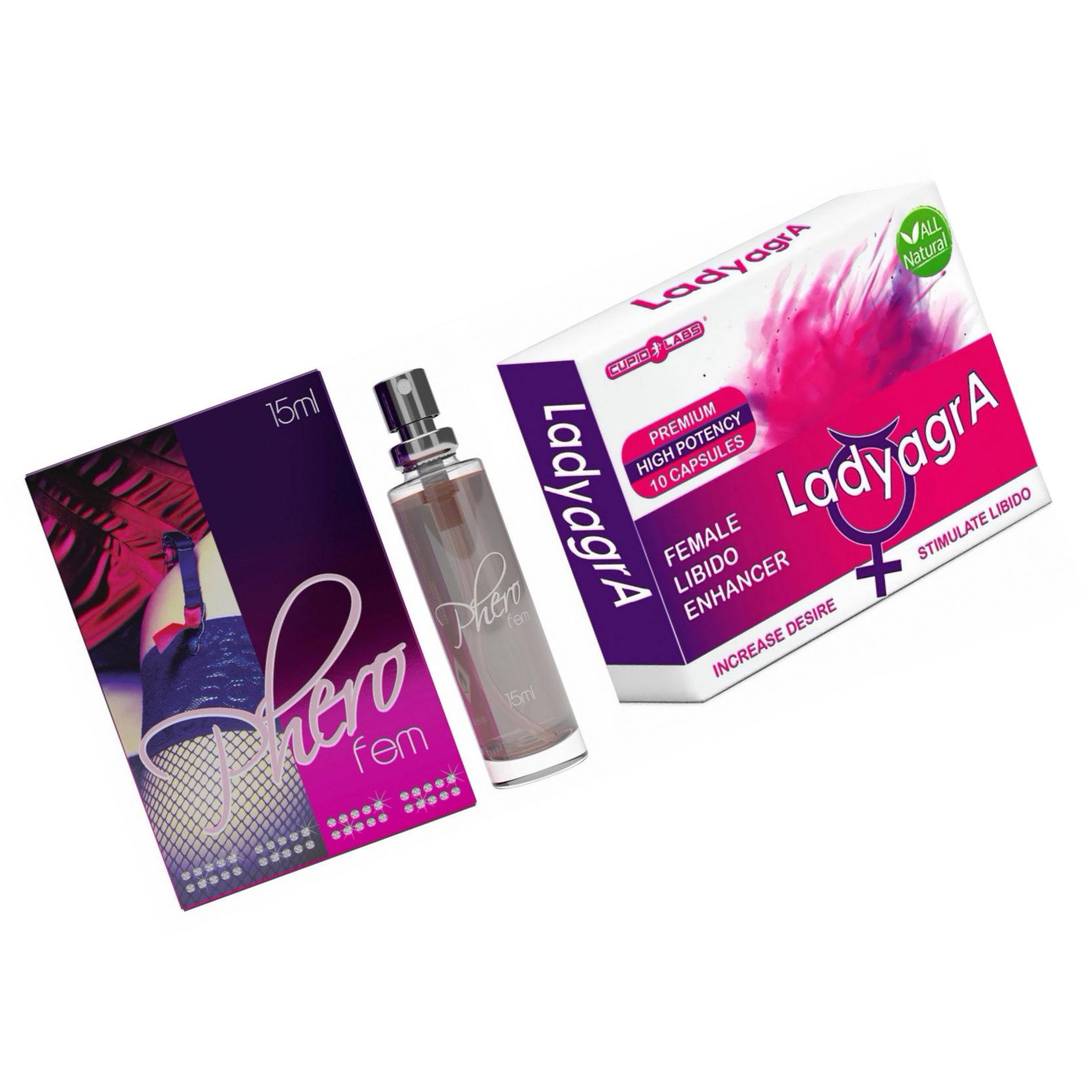 Pachet Parfum Feromoni PheroFem + Cadou Pastile Libido Ladyagra 10buc