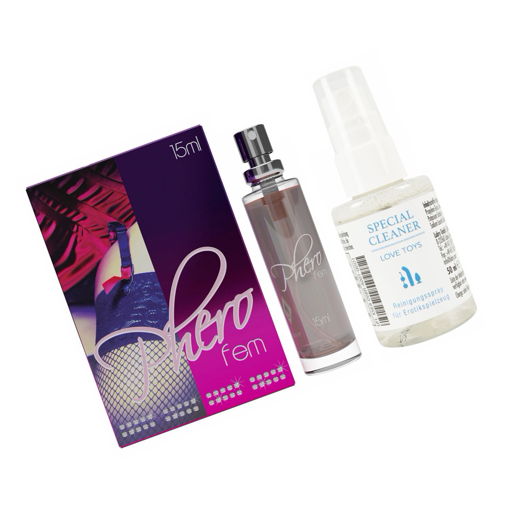 Pachet Parfum Feromoni PheroFem 15ml + Special Cleaner Love Toys 50ml