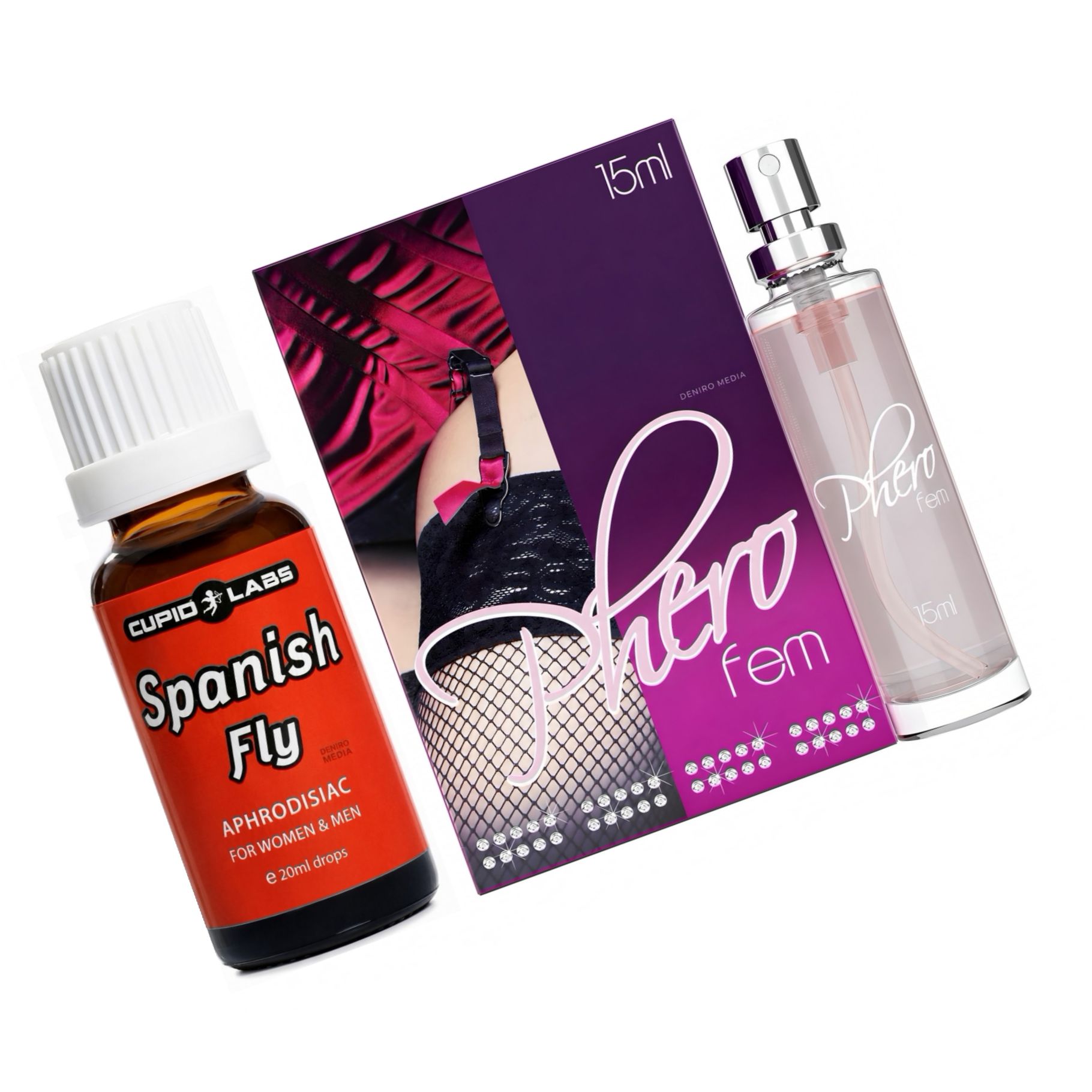 Pachet Parfum Feromoni PheroFem + Picături Afrodisiace Spanish Fly
