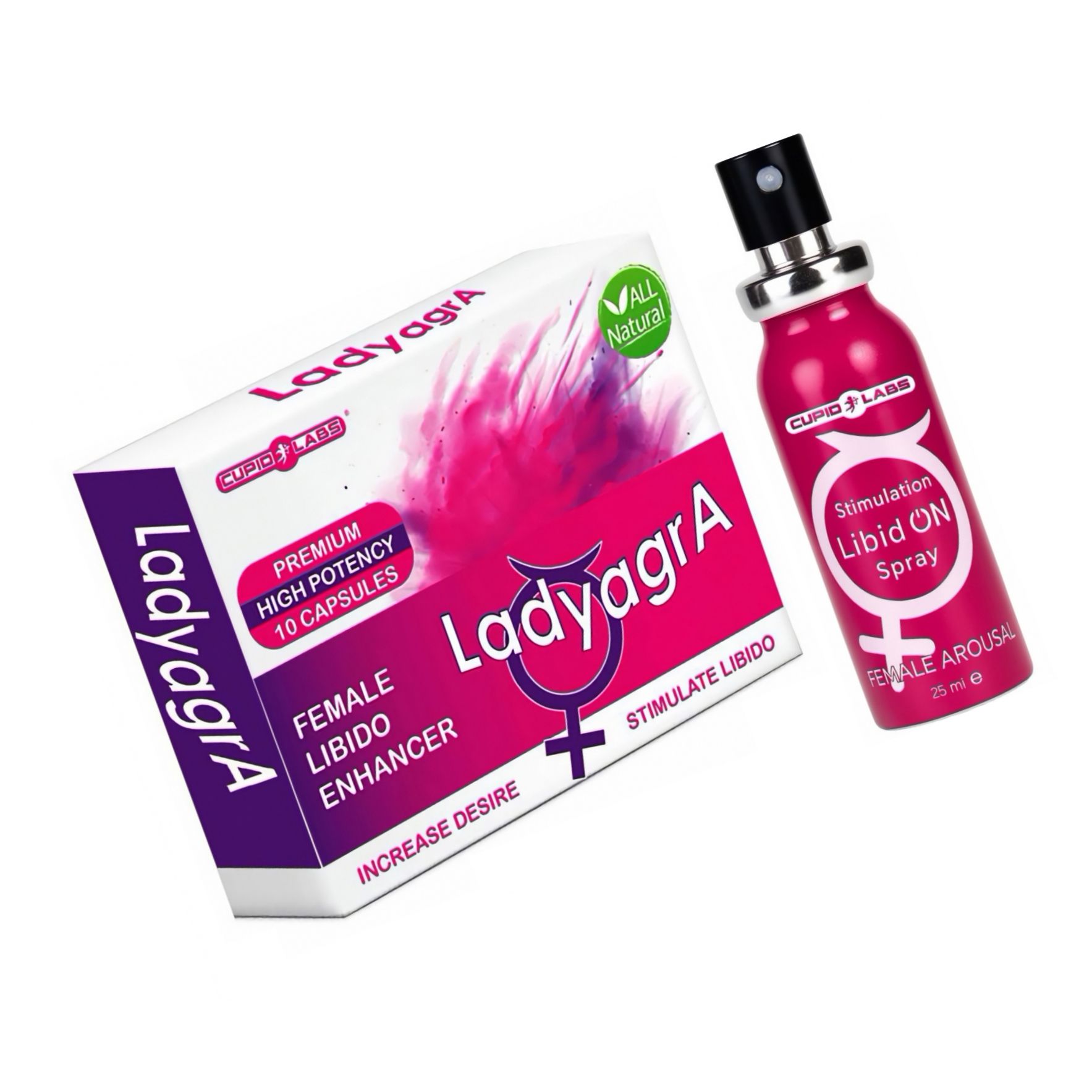 Pachet Pastile Libido Ladyagra 10buc + Spray Femei LibidON 30ml