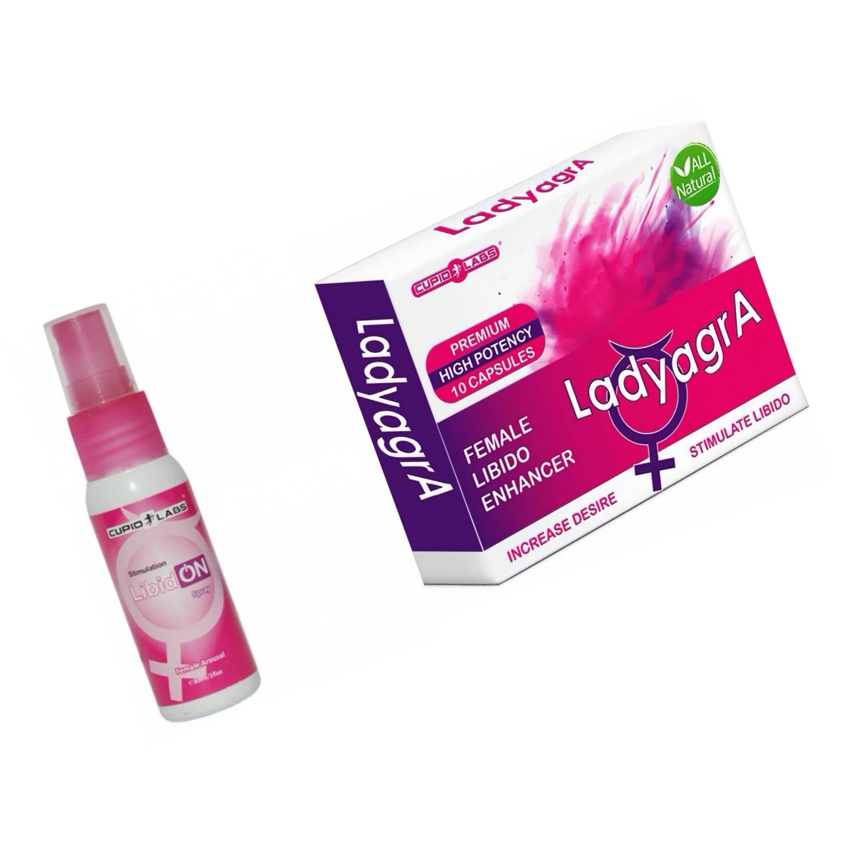 Pachet Pastile Libido Ladyagra 10buc + Spray Femei LibidON 30ml