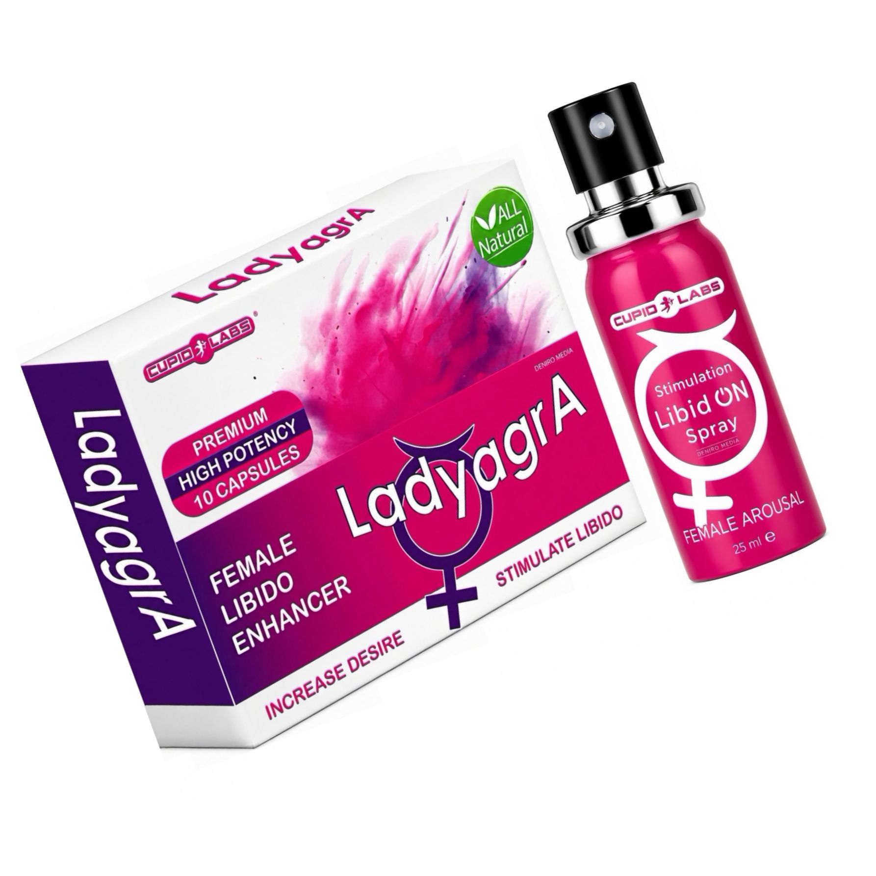 Pachet Pastile Libido Ladyagra 10buc + Spray Femei LibidON 30ml
